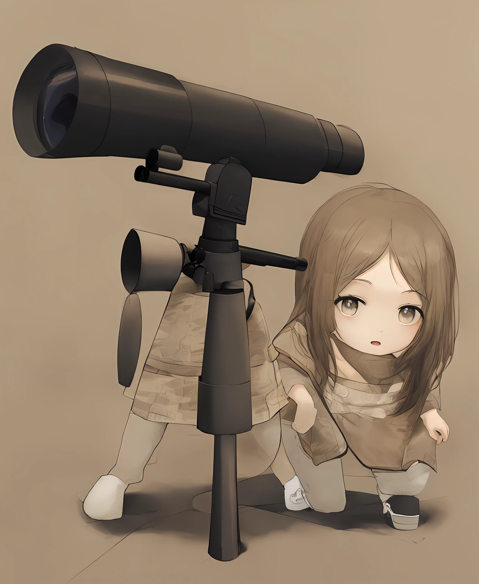 Child seeing the world through a telescope