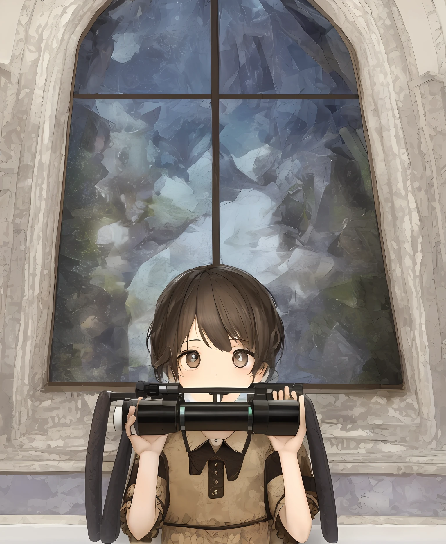 Child seeing the world through a telescope