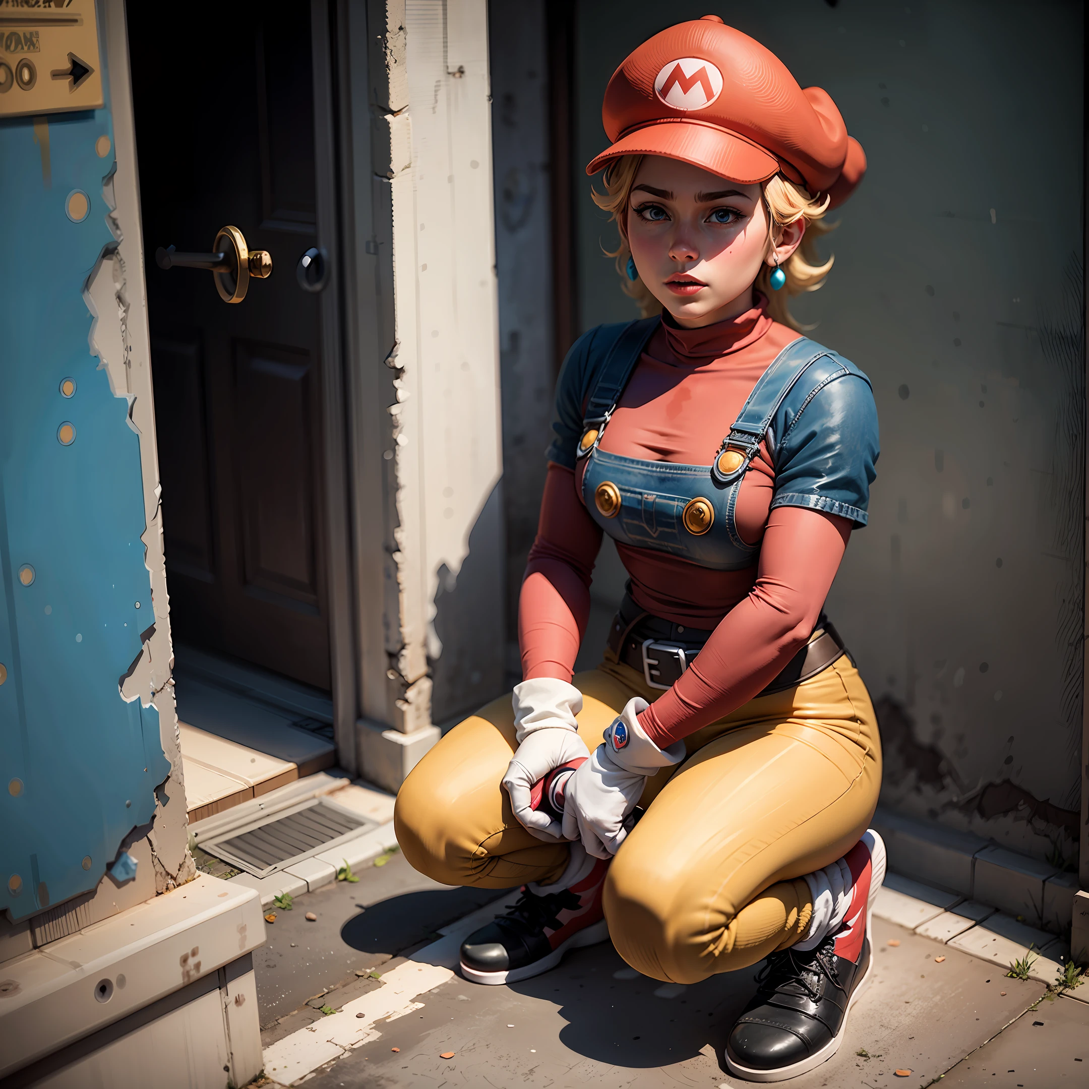 super Mario living on the street, highly detailed, realistic photography, 8K