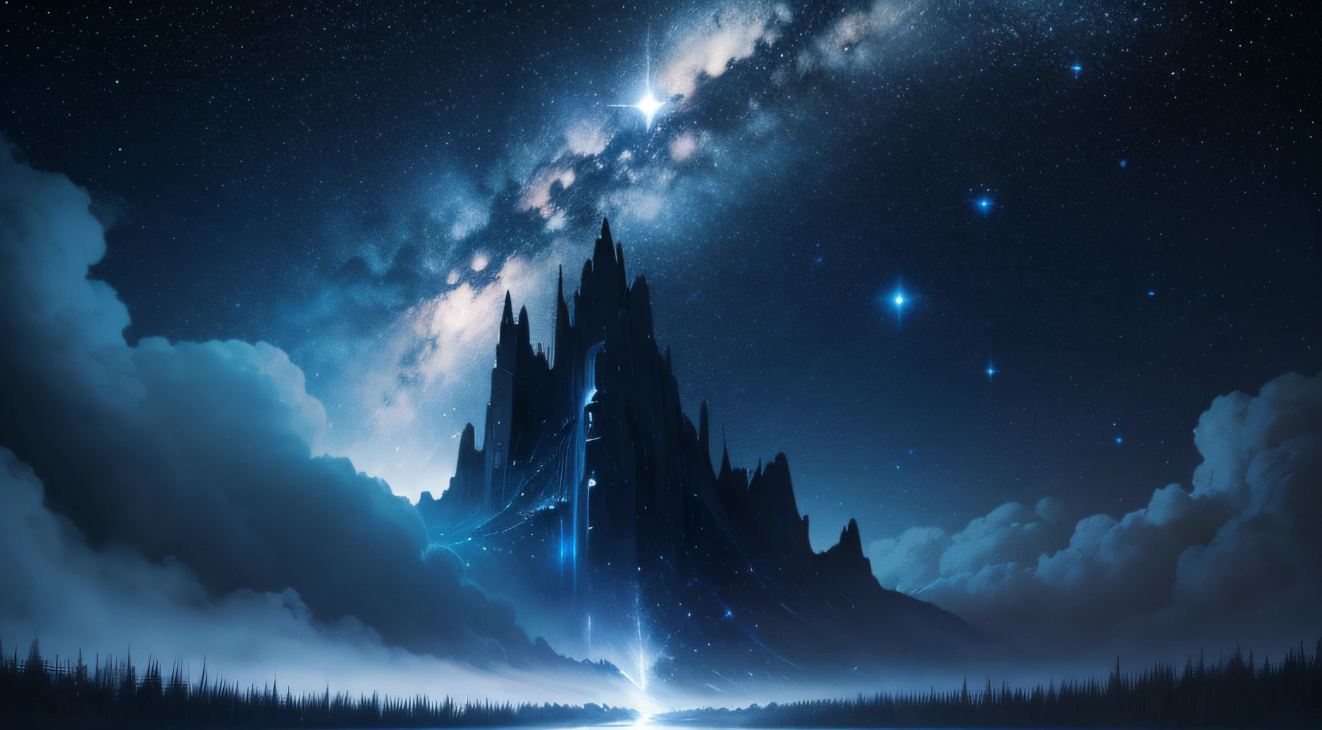 Deep starry sky,mistic,Unknown,movie atmosphere,Negative dark mode,fanciful,spectacle,dream magical --auto