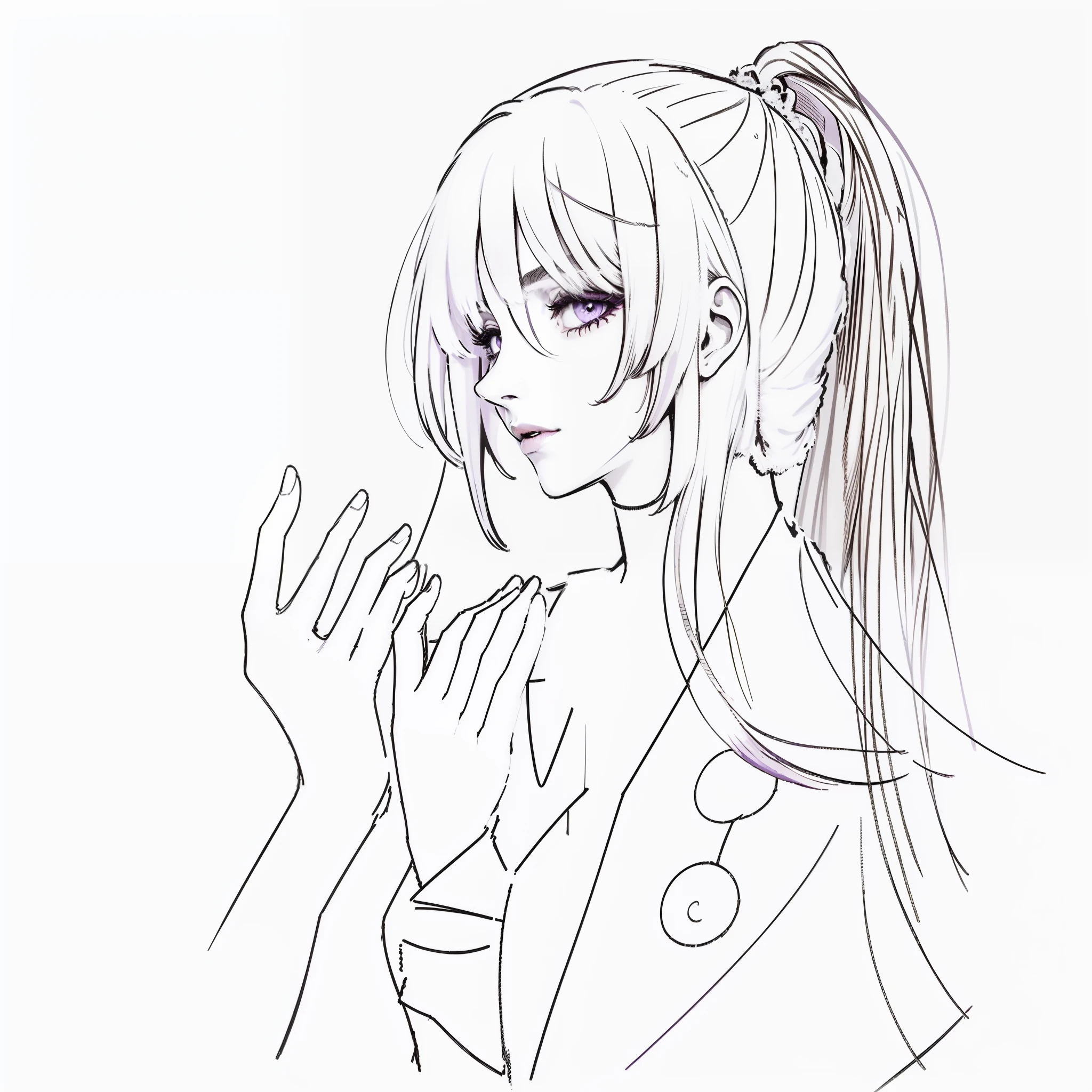 best qualtiy,Need,tmasterpiece,Very detailed,whaite hair,white color hair,Purple clothes,opulent,jewely,gentleness,20-year-old male,of a guy,Single horsetail,offcial dress