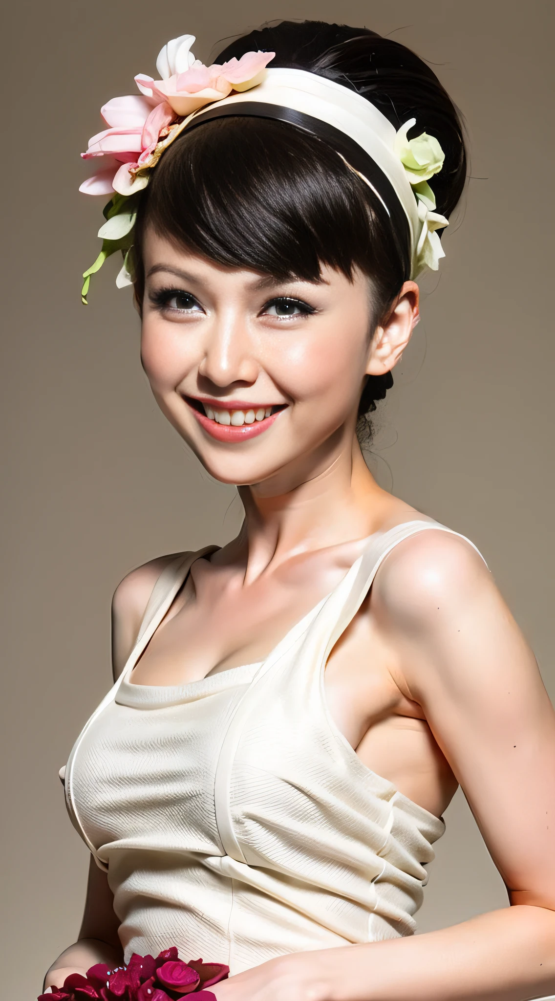 Wedding beauty, character details refinement, wedding dress detail refinement, photomicrograph, high angle, soft light photo, oriental classical beauty, hair bundle, towering headdress, red bridal wedding dress, red hood, real three-dimensional, natural facial expression, natural eyes, smile, highlight the happy mood when married, no background