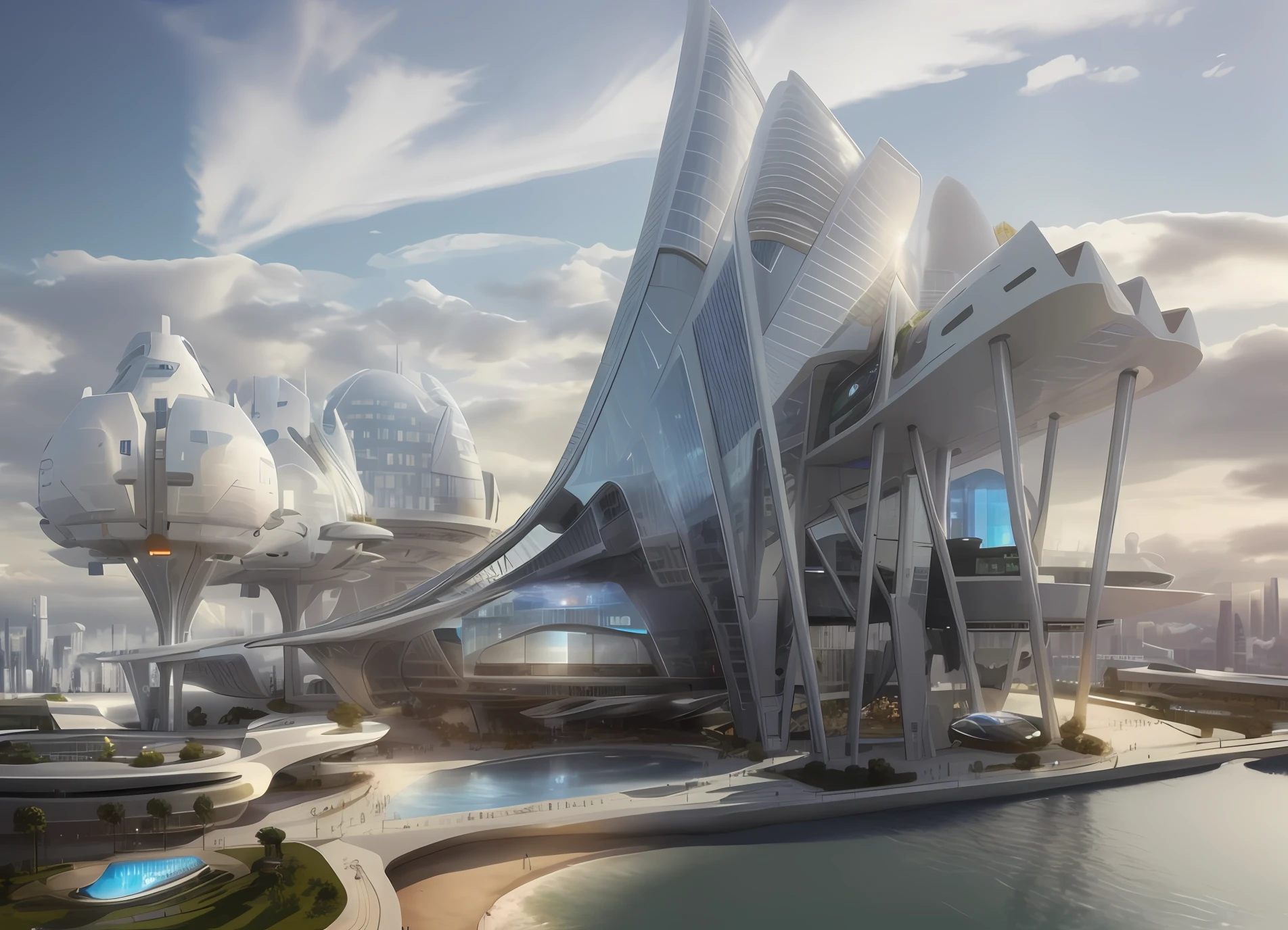 cyber punk perssonage, futuristic architecture concept