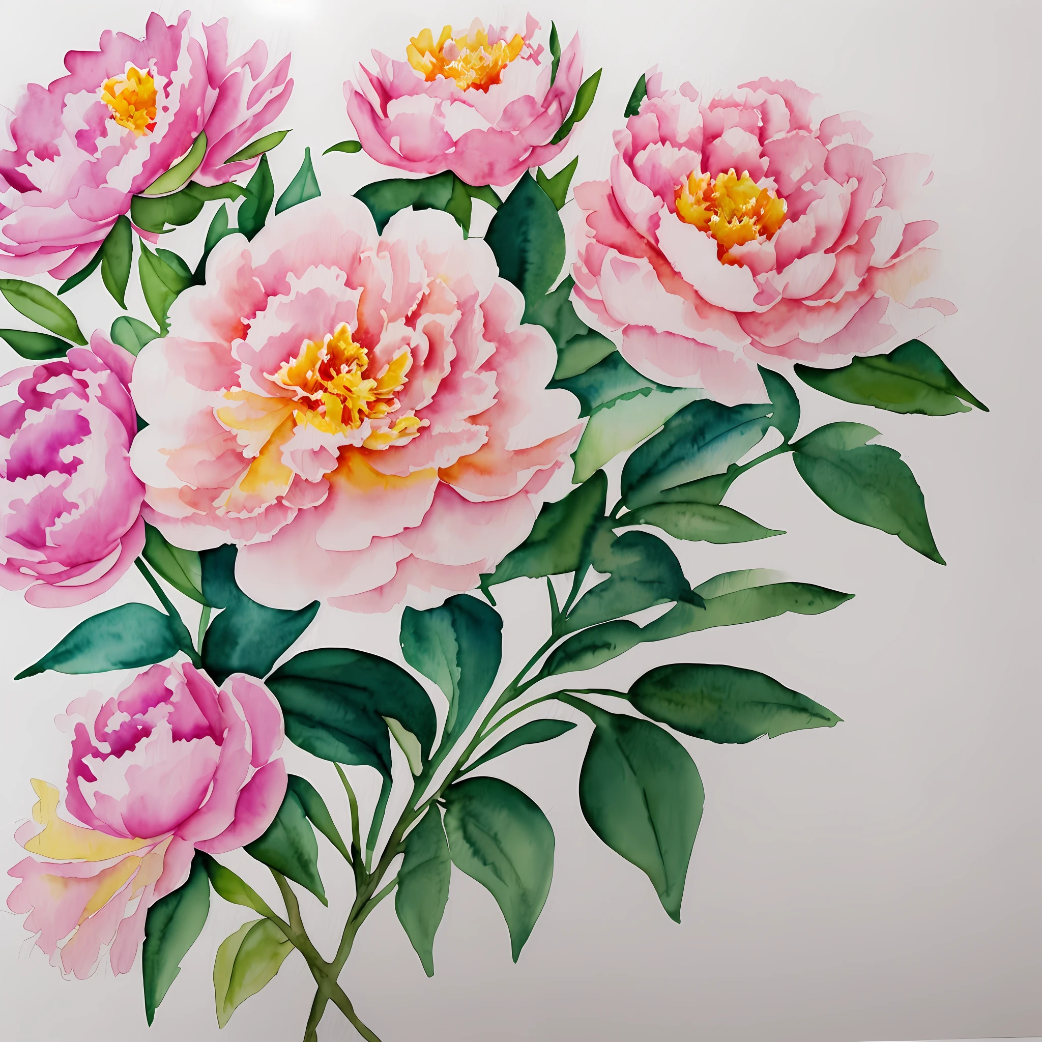 Hand drawn watercolor pink peony flower --auto