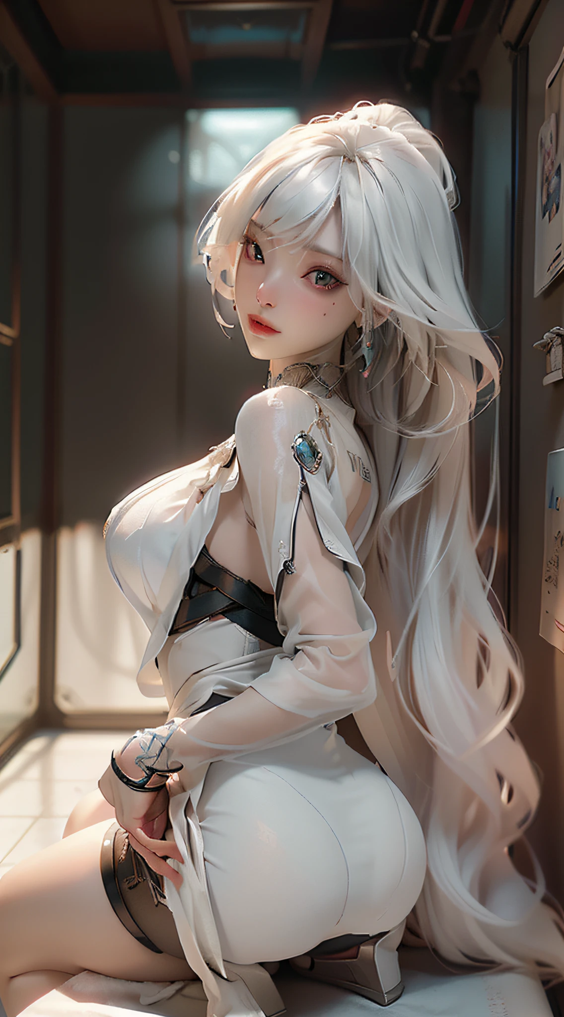 (Best Quality), ((Masterpiece), (Detail: 1.4), 3D, A Beautiful Cyberpunk Woman, HDR (High Dynamic Range), Ray Tracing, NVIDIA RTX, Super-Resolution, Unreal 5, Subsurface Scattering, PBR Textures, Post-Processing, Anisotropic Filtering, Depth of Field, Maximum Sharpness and Clarity, Multi-layer Textures, Albedo and Highlight Maps, Surface Shading, Accurate simulation of light-material interactions, perfect proportions, Octane Render, two-color light, large aperture, low ISO, white balance, rule of thirds, 8K RAW, lustful, lustful, spread legs, longing eyes, want to have, have, touch yourself, touch yourself, transparent clothing, transparent clothes, kinky, lust,
