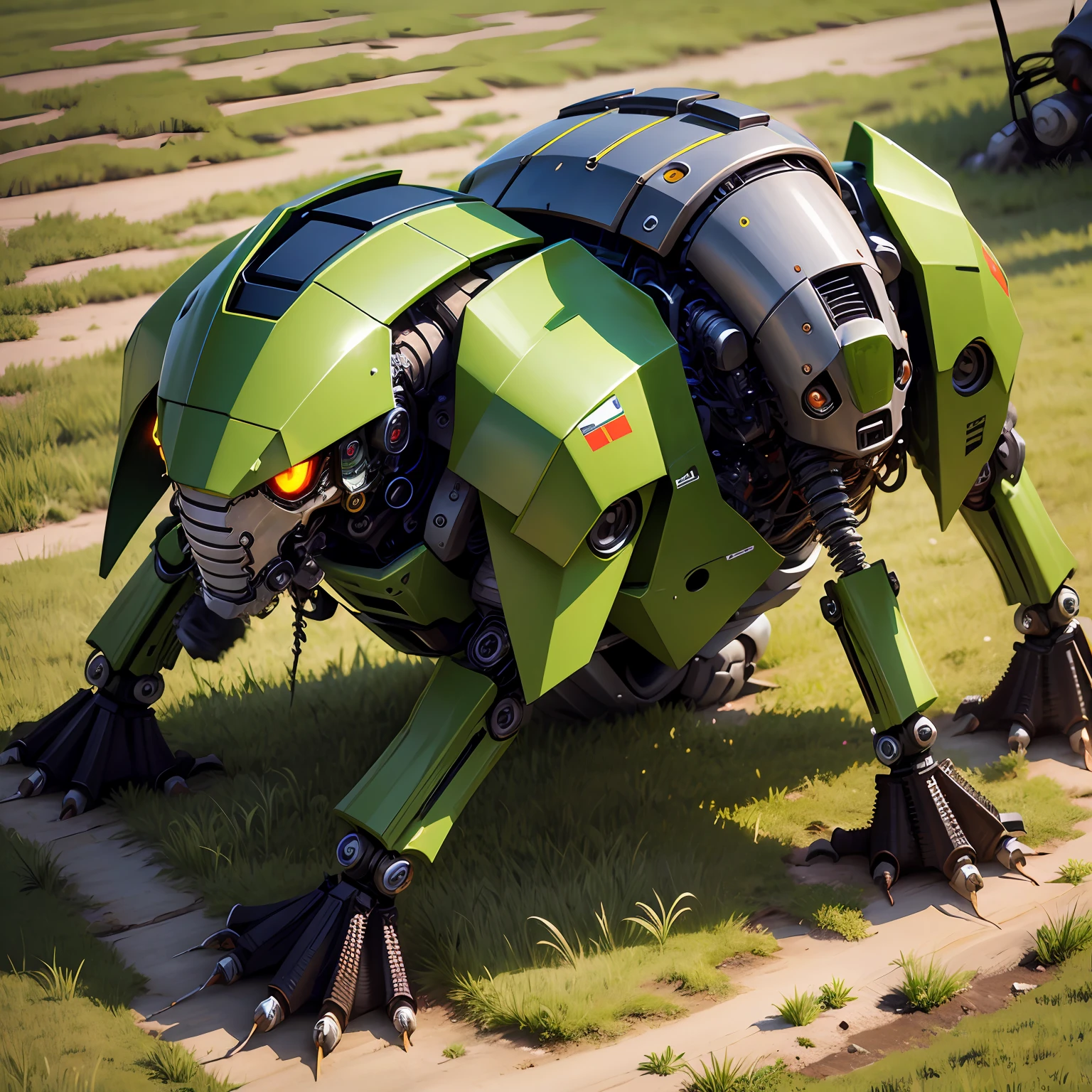 mechs，grass green，human - shaped，Locust characteristics，Cool，tmasterpiece --auto