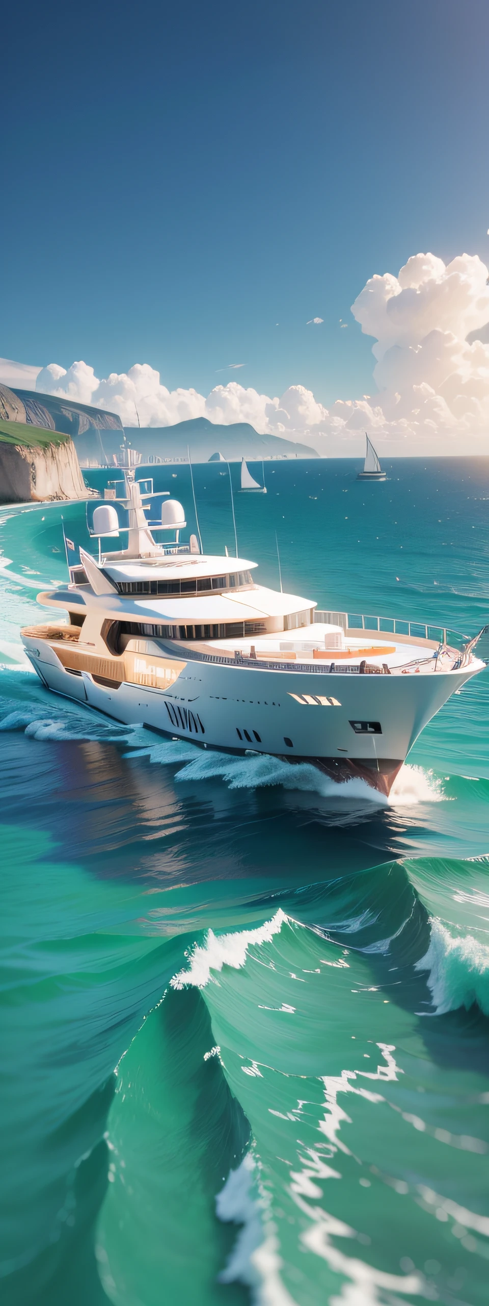high quality rendering, photoreal render, Exquisite rendering, Concept yacht