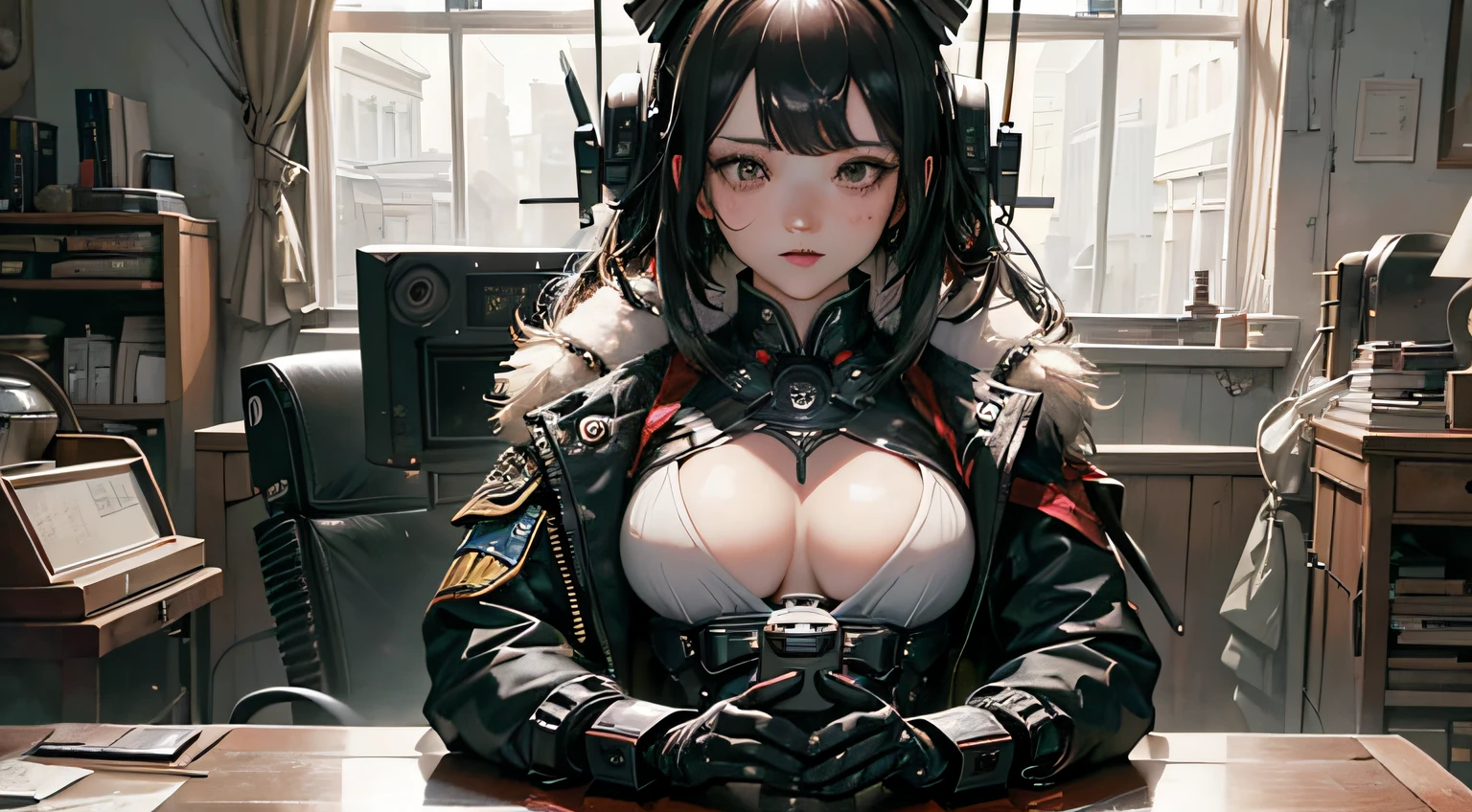 interior scenes,中景 the scene is,sense of science and technology,nipple play,Beautuful Women,underdressing,Bigchest --auto