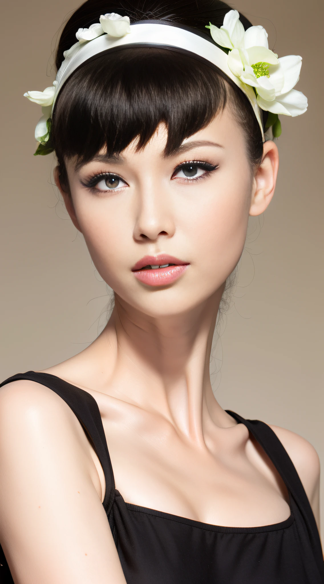 Best quality, masterpiece, high resolution, 1girl, porcelain dress, hair accessories, necklace, jewelry, beautiful face, on the body, Tyndall effect, realistic, dark studio, edge lighting, two-tone lighting, (high detail skin: 1.2), 8k UHD, dslr, soft light, high quality, volumetric light, candid, photo, high resolution, 4k, 8k, background blur,