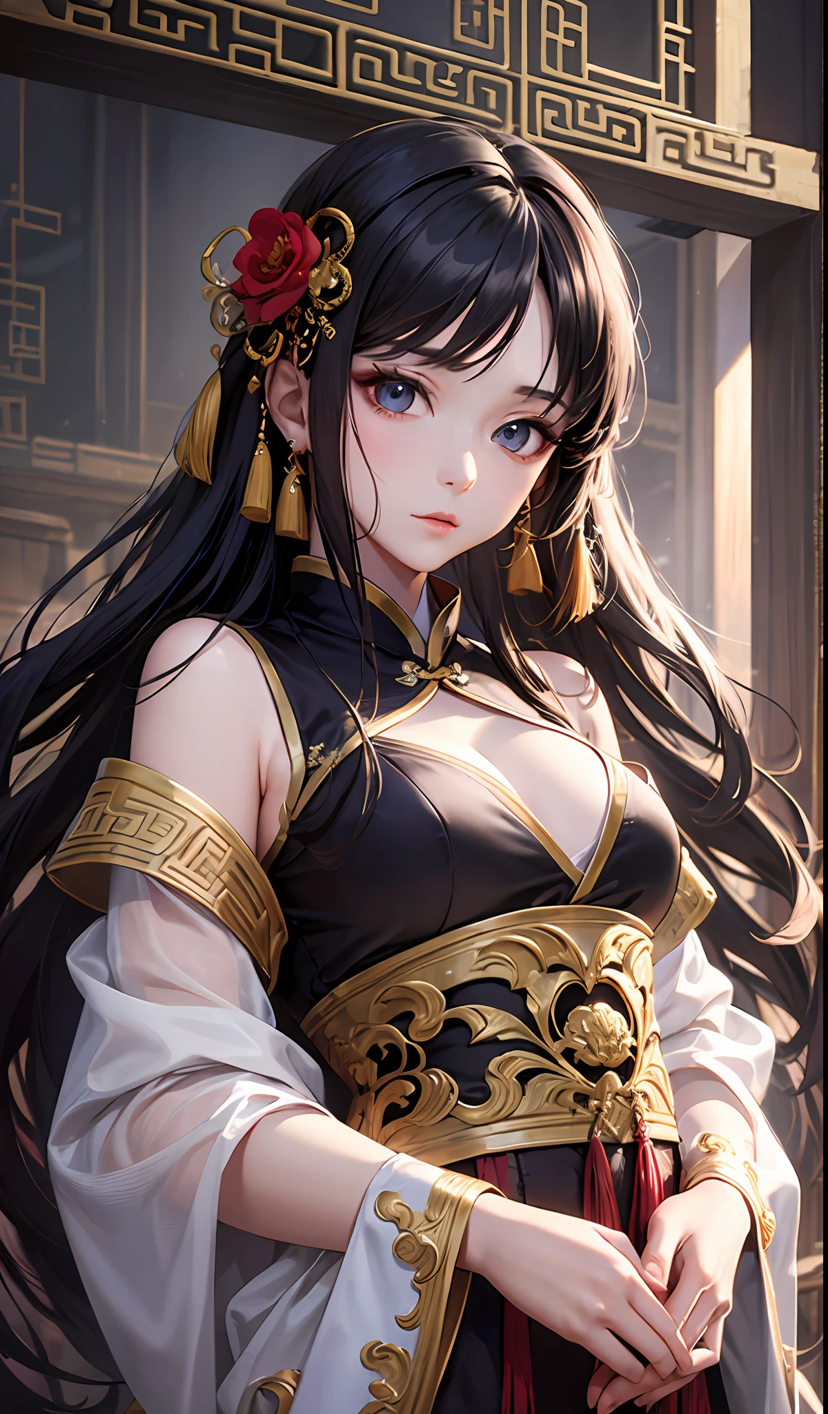 best quality, masterpiece, highres, wuxia 1girl, china dress, super Beautiful face, super beautiful eye, super beautiful hair