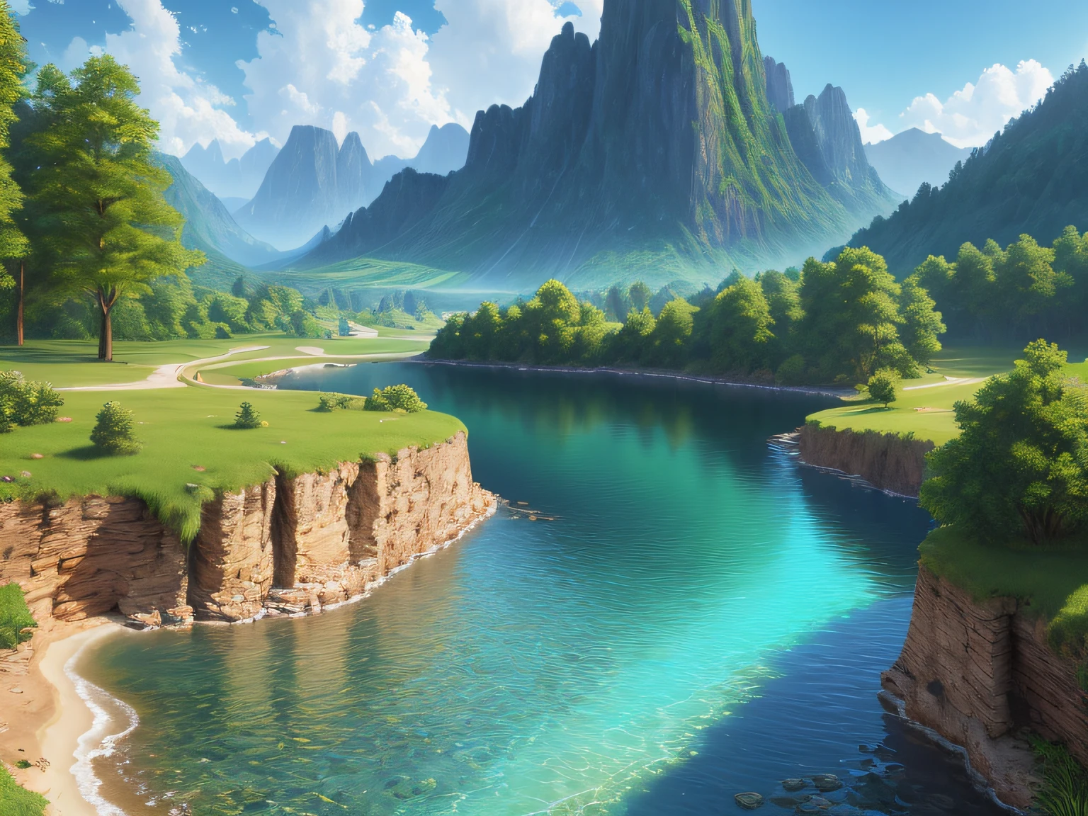 landscape,water,(extremely detailed CG unity 8k wallpaper), most beautiful artwork in the world,professional majestic oil painting,intricate, High Detail, Sharp focus, dramatic, photorealistic painting art