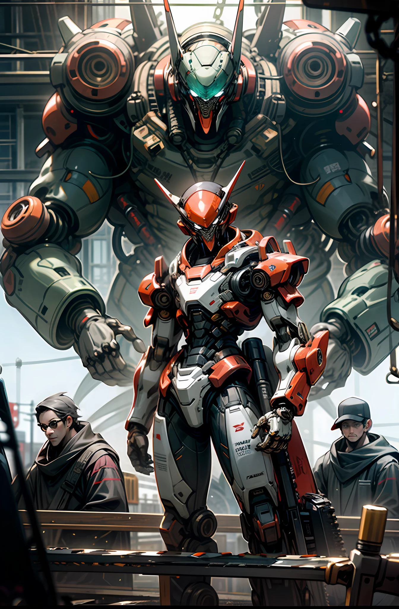 Dark_fantasy,Cyberpunk,(chainsaw,chainsawman,Red:1.1),1人,Mechanical Wonder,Robotic presence,cybernetic guardians,wearing a worn-out mech suit，iintricate，（Steel metal[rusted]），ellegance，Clear focus，Photo by Greg Rutkowski，gentlesoftlighting，vivd colour，tmasterpiece，（（the street）），，dynamicposes，