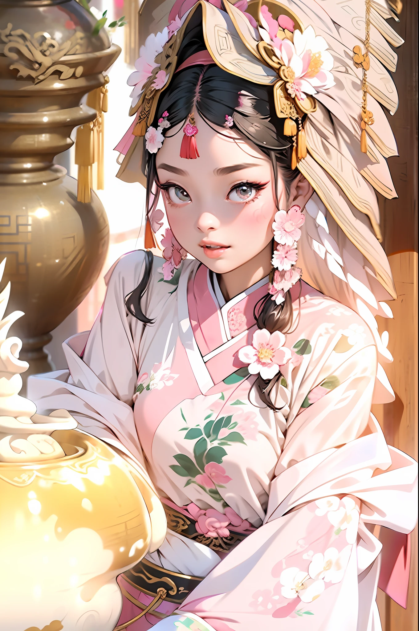 There is a woman in a pink dress and veil, shaxi, Hanfu, China Princess, Palace , A girl in Hanfu, Chinese woman, Photo taken with Nikon D 7 5 0, Photo taken with Nikon D750, Chinese girl, Chinese costume, Chinese style, Middle metaverse, Gorgeous lady, Chinese traditional