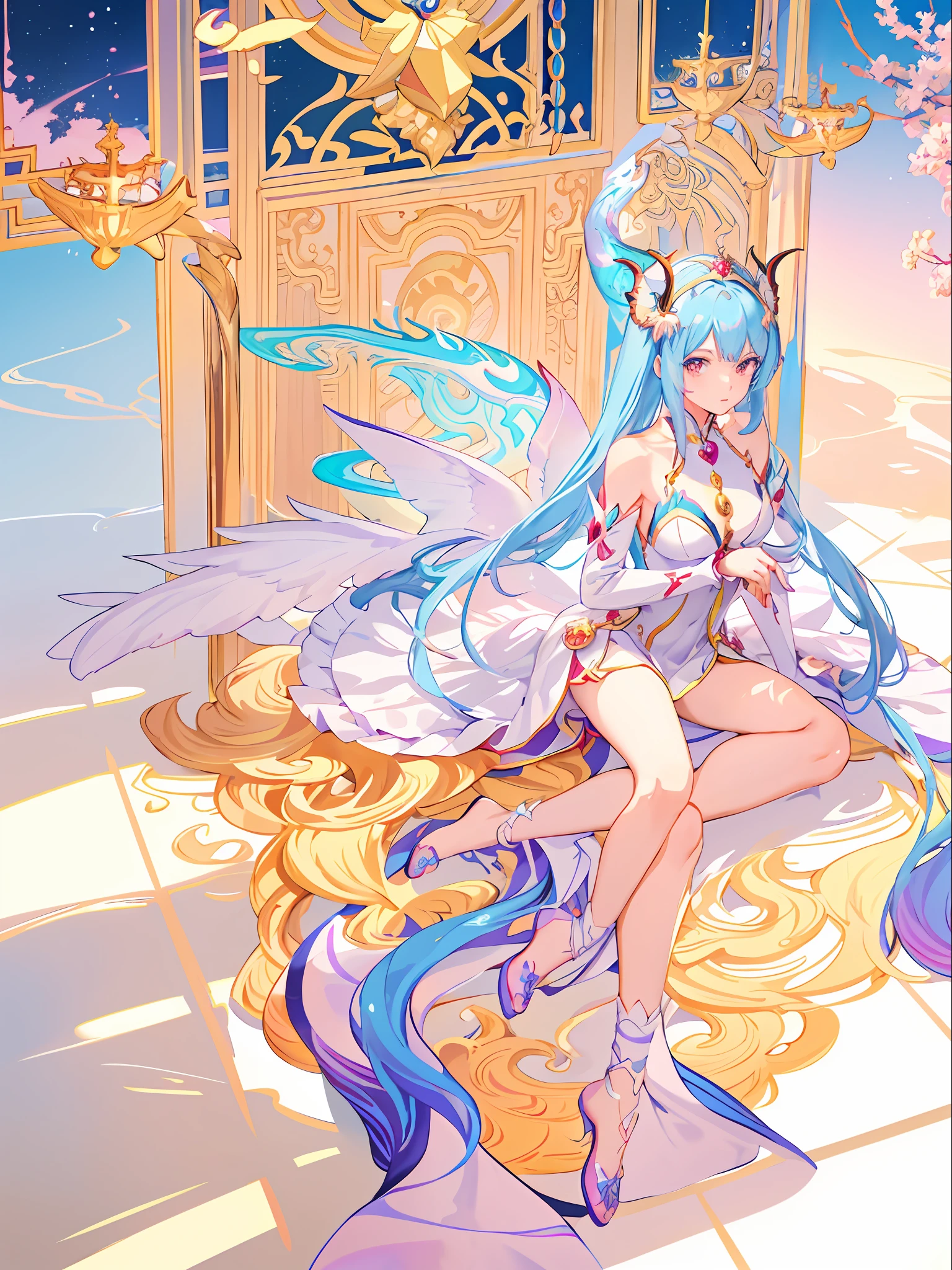 Anime girl with dragon headdress and dragon tail, Anime goddess, Anime fantasy illustration, Detailed digital anime art, anime illustration, Beautiful anime artwork, jellyfish phoenix dragon, zerochan art, Digital art on Pisif , Beautiful anime art, detailed anime art, Pisif Contest Champion, Dragon girl, Pisif, ((a beautiful fantasy empress)), style of anime4 K --auto