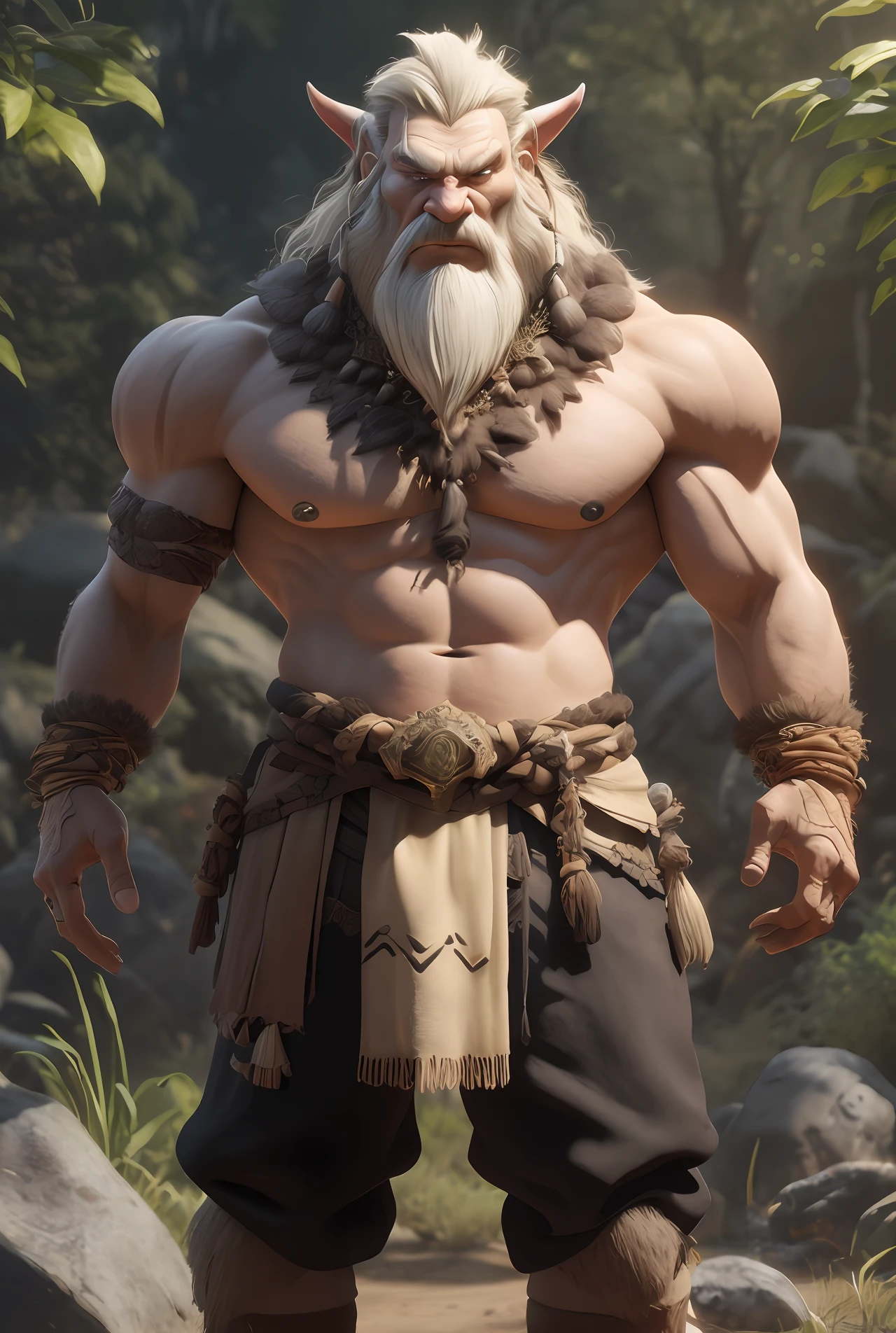 1 Northern Boys，Stone Age，Primitive barbarian style，highly details eye、详细的脸，Animal fur clothing，Ivory decoration，Nature, wild hairs, Bones make weapons，Fantasy setting，Full body standing painting，dynamicposes，white backgrounid，character concept, character art, Character portrait，tmasterpiece，best qualtiy，Best resolution，8K，3Drenderingof，unreal-engine，tmasterpiece，high high quality，Hyper-detailing，Ray traching，