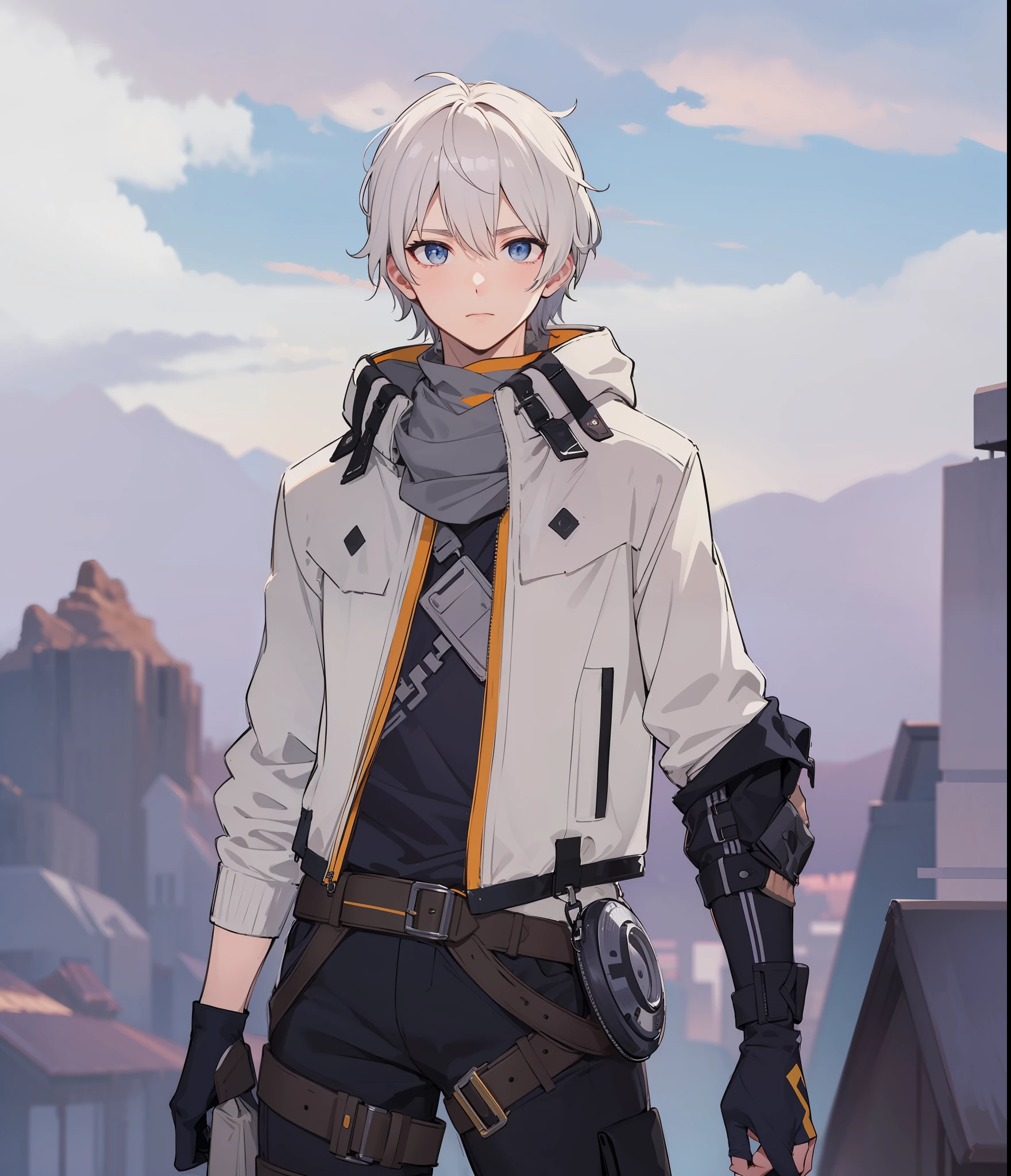Man, standing on the mountain, eyes full black, masterpiece, best quality