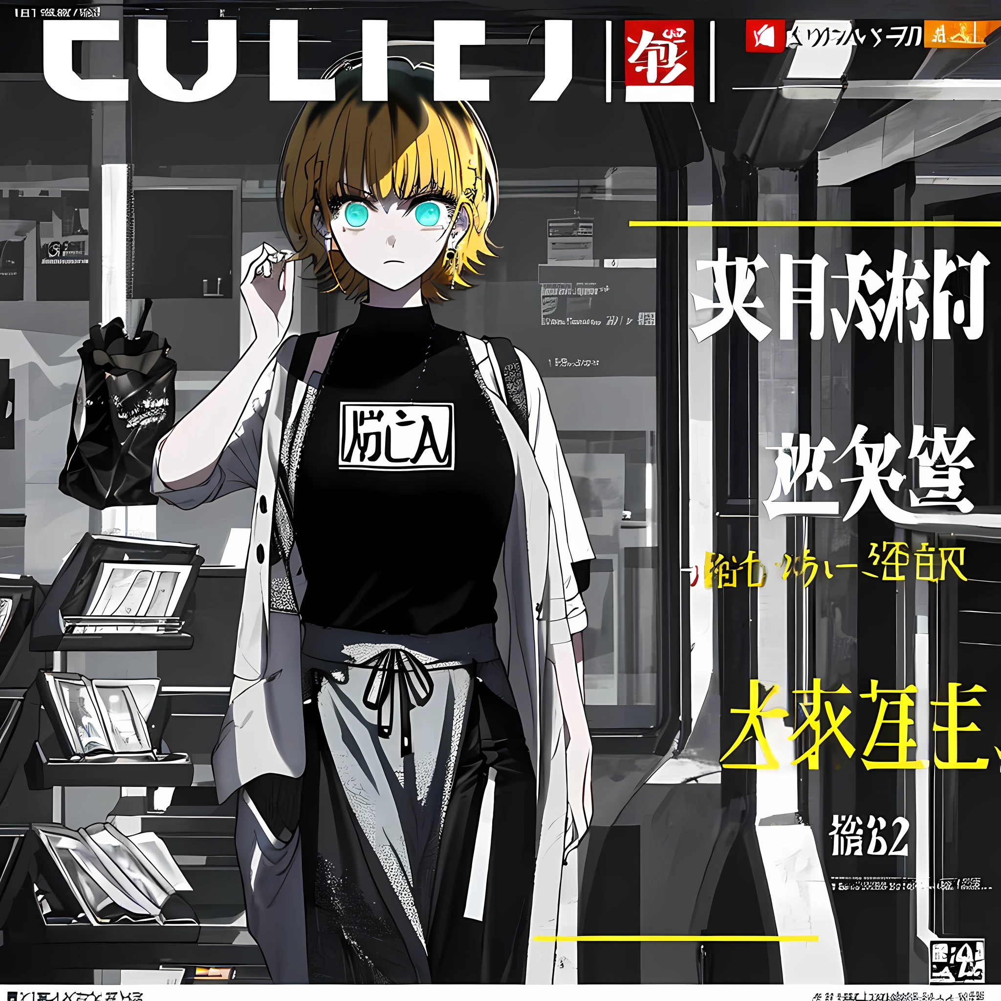 (((dramatic))), (((gritty))), (((intense)))) The movie poster features as the central character. She is shy in the center of the poster, wearing idol outfit, and a determined expression on her face. The background is dark and gritty, with a feeling of drunkenness. The text is bold and eye-catching, with catchy slogans that add to the overall drama and excitement. The color palette is dominated by dark colors, dotted with bright colors, giving the poster a dynamic and visual impact, tachi-e (magazine:1.3), (cover-style:1.3), fashionable, vibrant, outfit, posing, front, colorful, dynamic, background, element, confident, expressive, holding, statement, attachment, majestic, coiled, around, touch, scene, text, cover, bold, eye-catching, title, fashion, font, catchy, title, bigger, eye-catching, modern, trendy, focused, stylish, 1 girl
