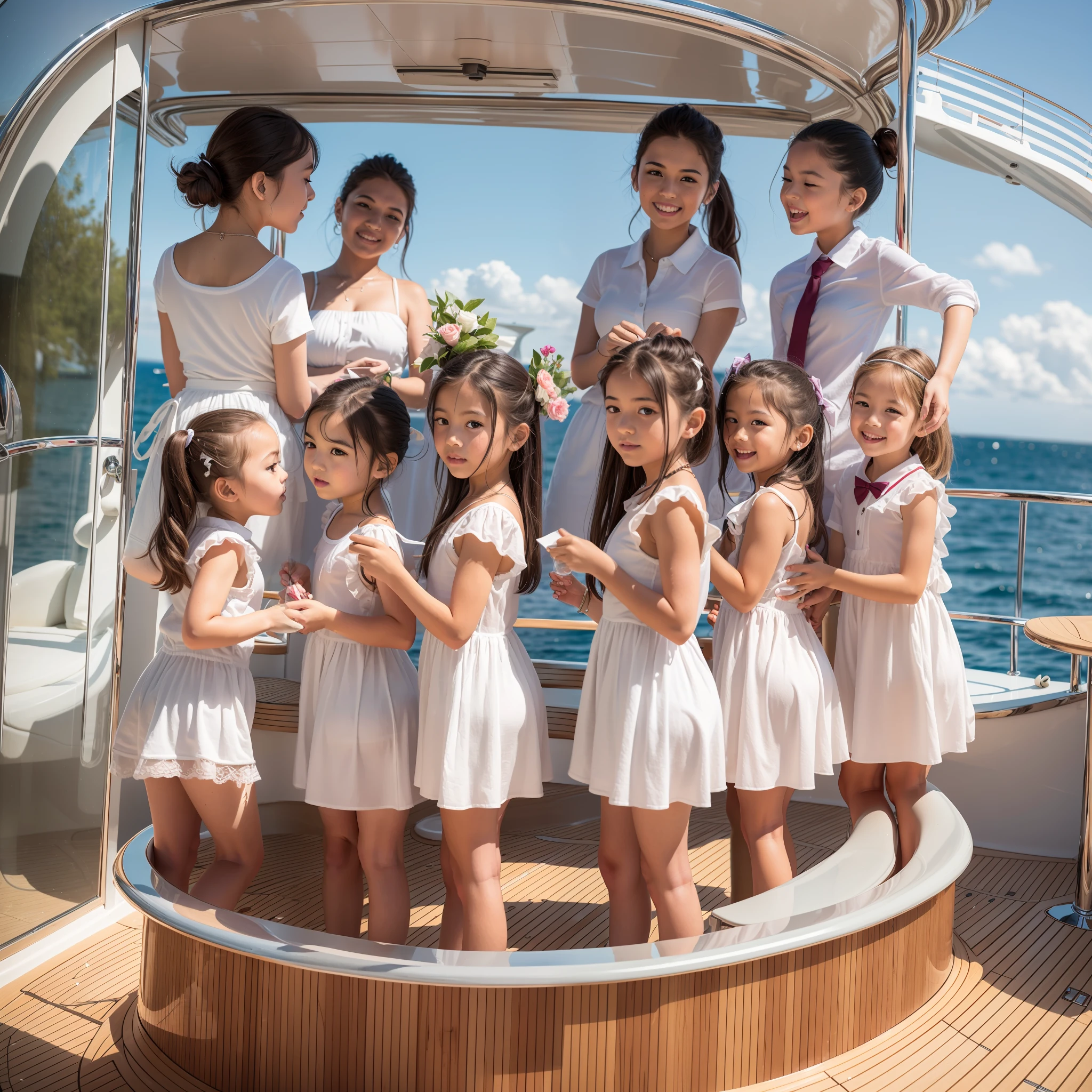 On a super-large cruise ship，Five delicate cute little girls with upturned asses，junior school student，Cooking in the yacht