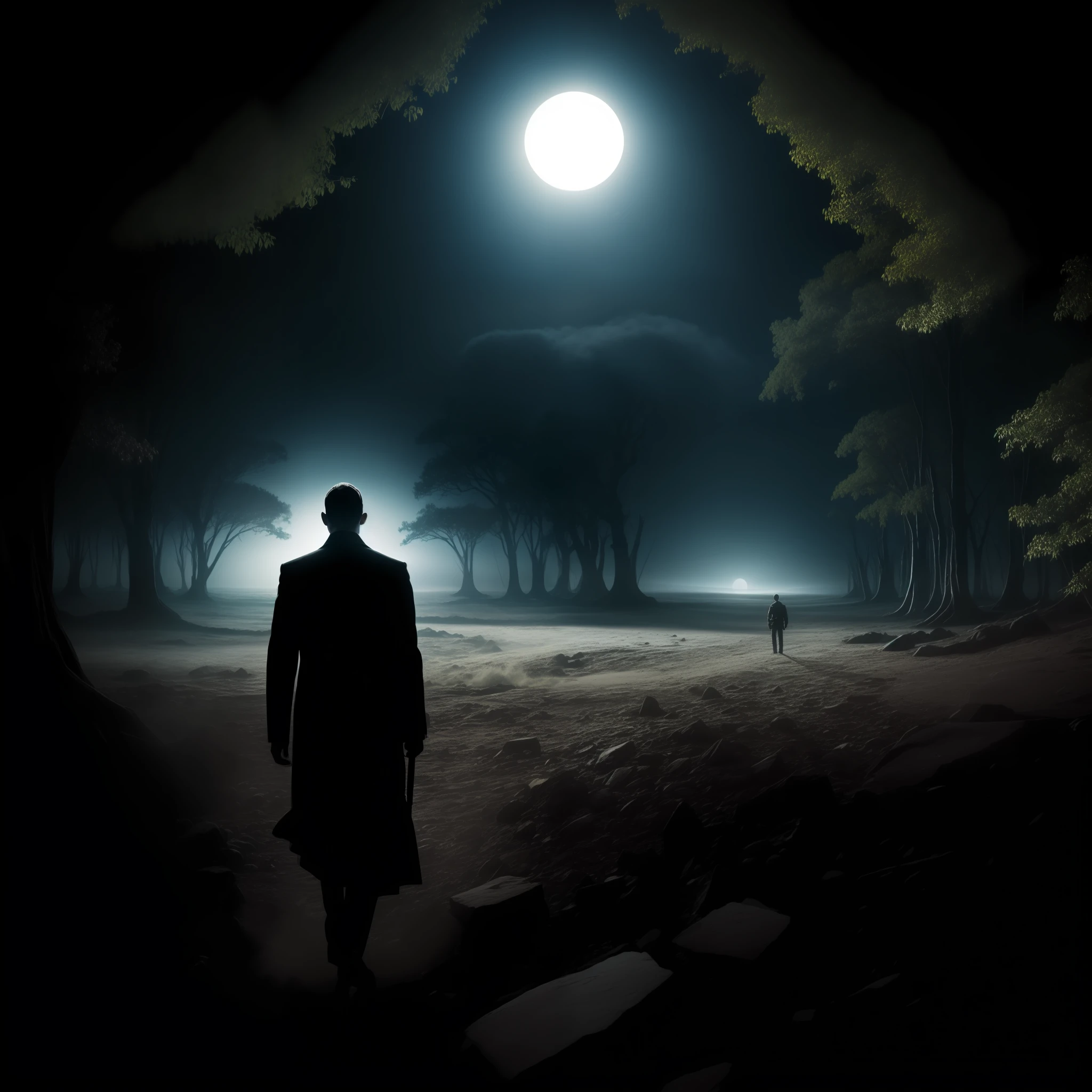 Uma imagem tirada do mundo paralelo, The environment is a dark and mysterious place, com o clima pesado parece uma cena de terror, um lugar umbral, A Purgatory, ocultismo, Freemasonry
