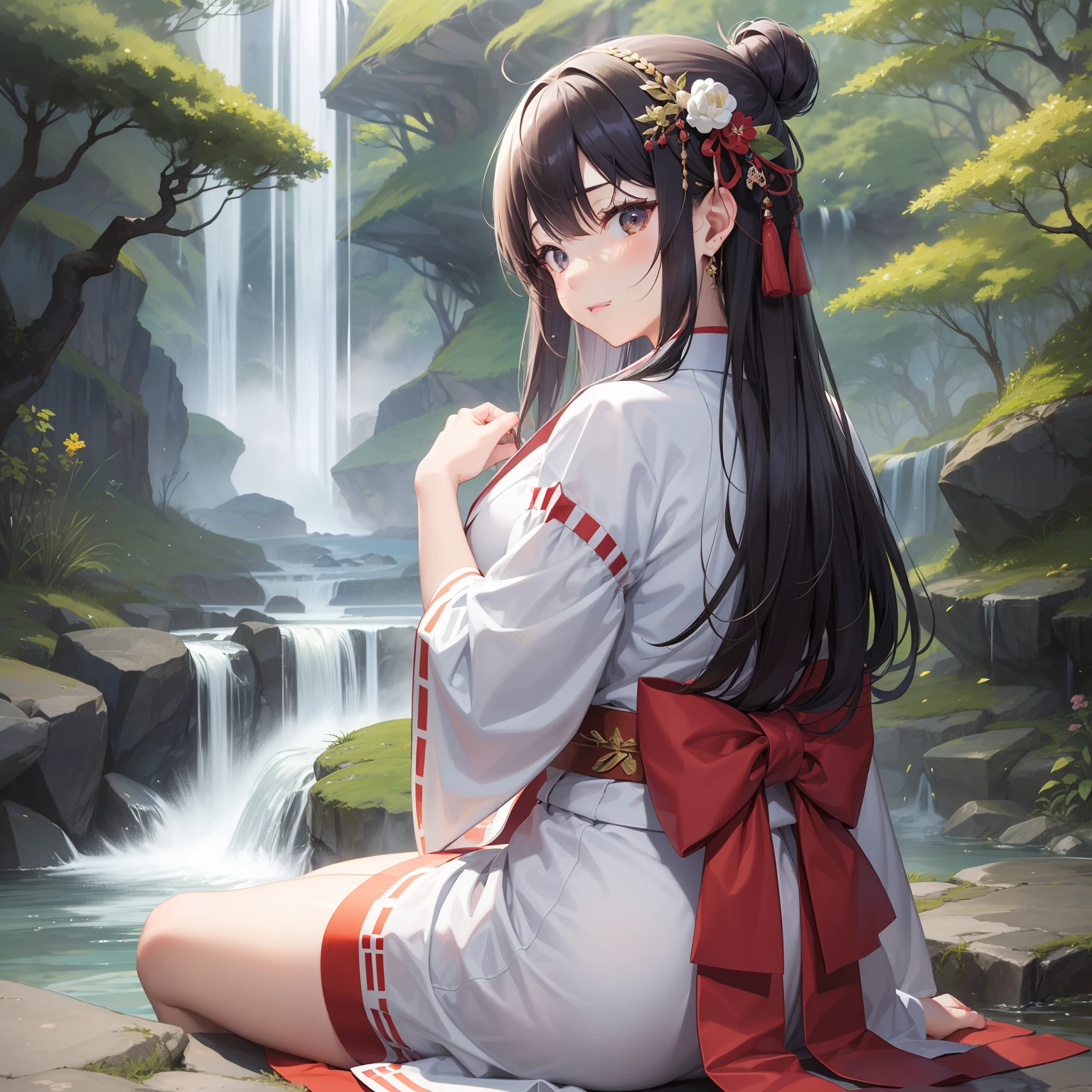 Japan priestess struck by a waterfall、Takigyo