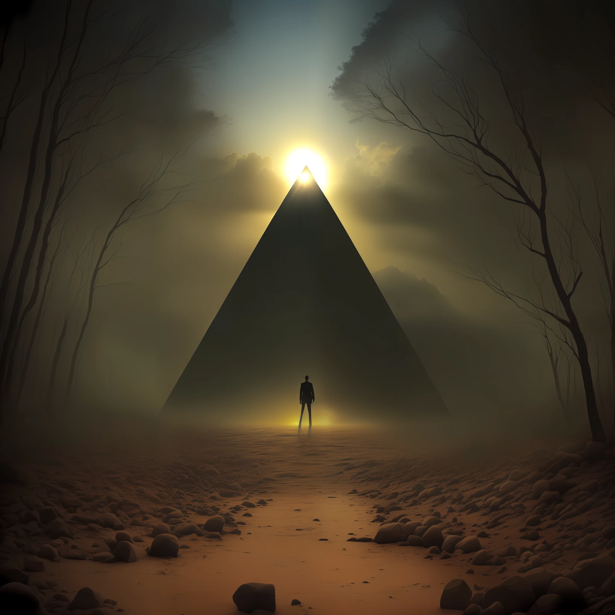 Uma imagem tirada do mundo paralelo, The environment is a dark and mysterious place, com o clima pesado parece uma cena de terror, um lugar umbral, A Purgatory, ocultismo, Freemasonry