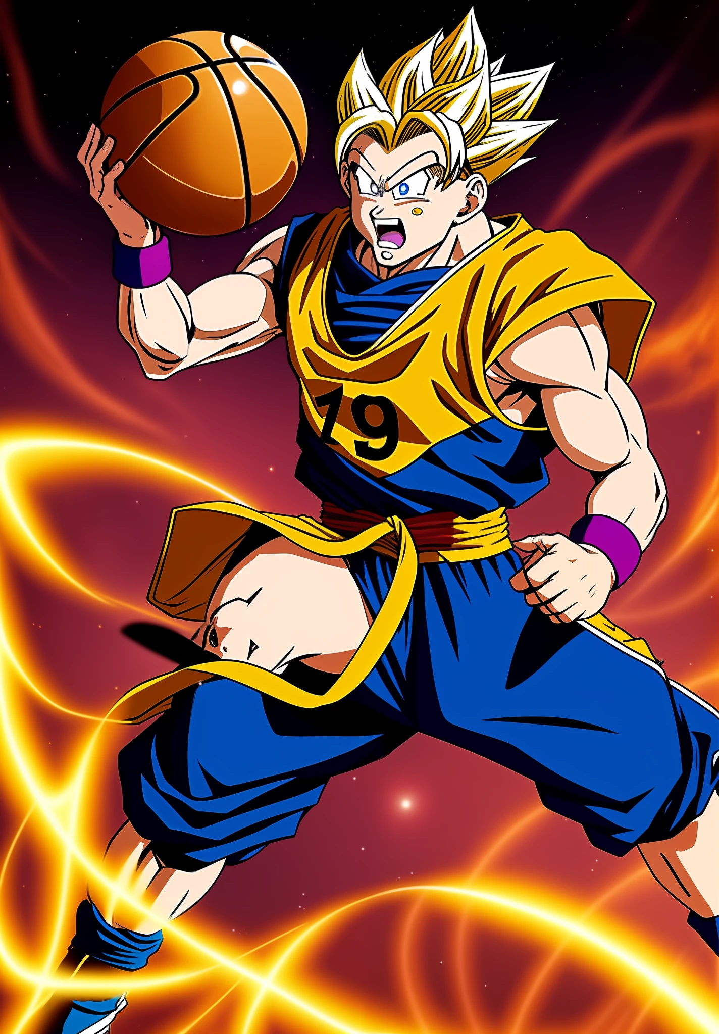 The Monkey King in Dragon Ball is playing basketball