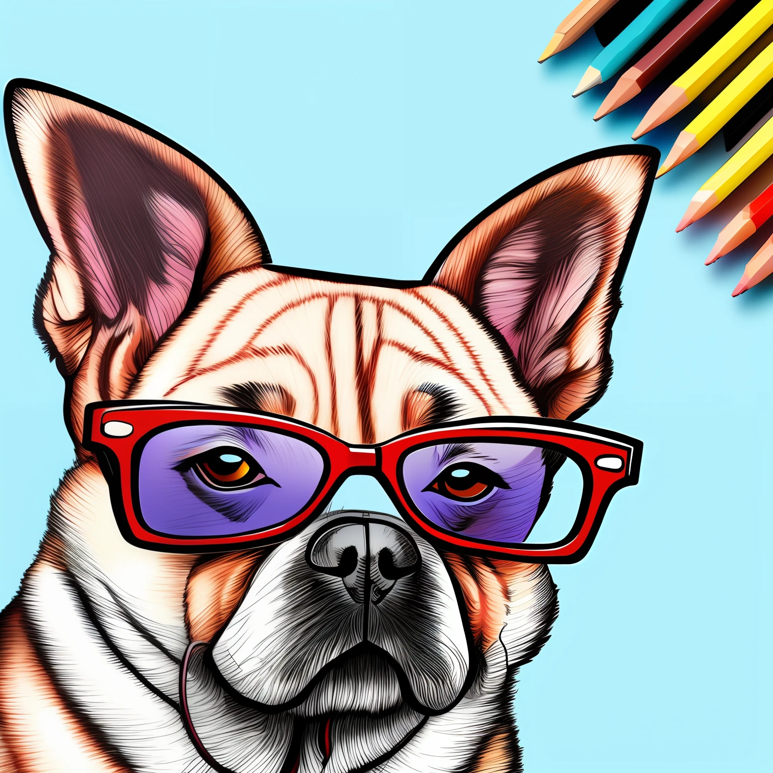 Create a comic-style drawing of a dog wearing glasses --auto