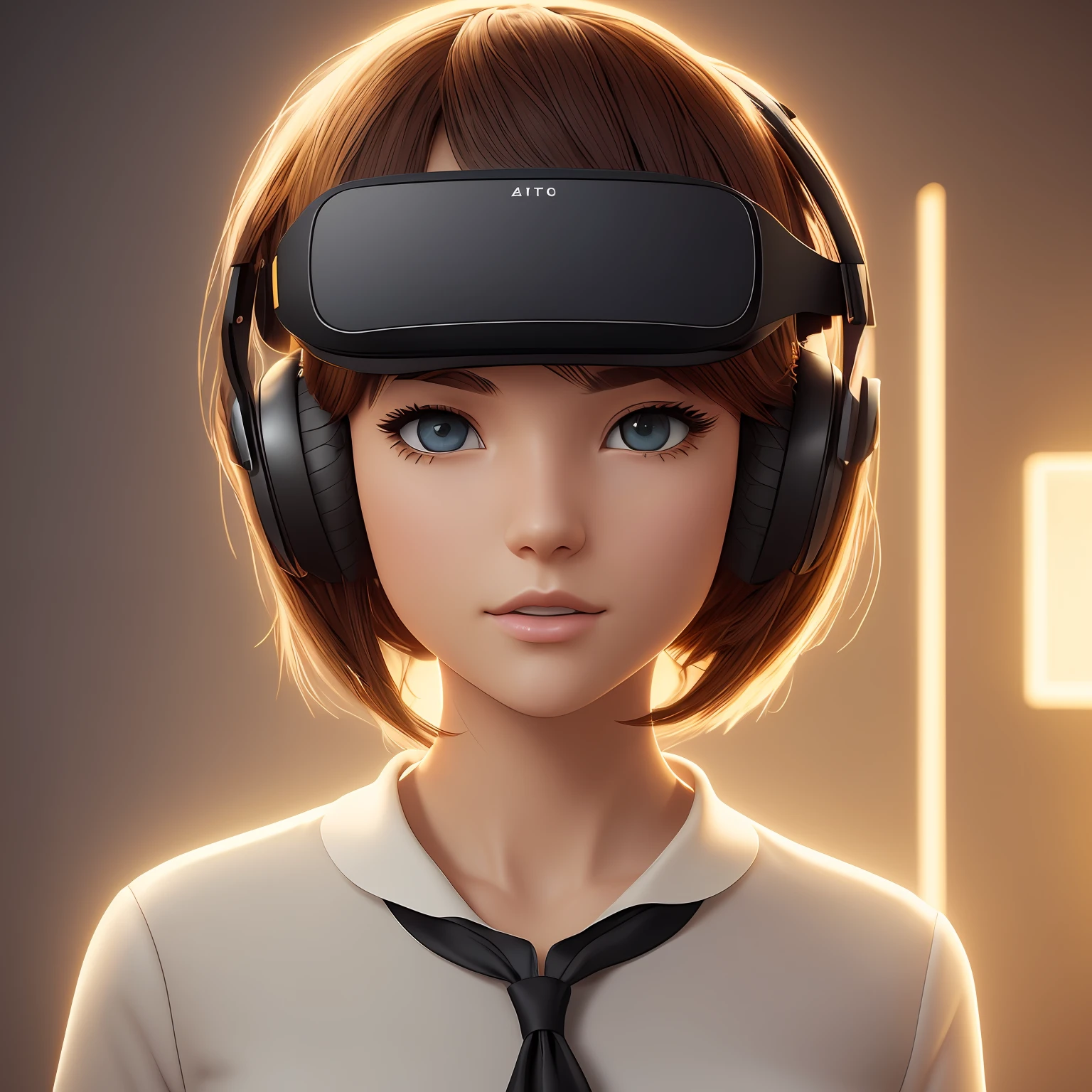 Business brunette with VR eyes, Newster, 3D girl, 3D Girl Tech Business Girl Art, 4K, 8 k artistic photography, an award winning photograph, trending on artstationh, Beautiful, 8K resolution, insanely details, Intricate, behans, Cinematic, Dramatic atmosphere, Cinematic lighting, Digital art, Dramatic angle, Dramatic light by Denis Villeneuve, [Blend styles "Pixar with artwork and dreams"], elegant, Ethereal lighting, rendering by octane, Dynamic lighting, Digital painting, Extremely fast resolution, Fake details, Full image, Full of details, Global illumination, Golden ratio, Golden warm light, High contrast, High detail, A high resolution, Highly detailed, ultra - detailed, Intricate details, Masterpiece, Perfectcomposition, Arte conceptual fotorrealista, professional, Ray tracing, rich deep color, Saturated, Sharp focus, sharp lighting, soft natural volumetric cinematic perfect light, studio photo, Studio quality, stylised, Super detail, symetry, Popular on Pixiv fan boxes, Ultra detail, Ultra detailed, Unreal Engine 5, voluminetric lighting