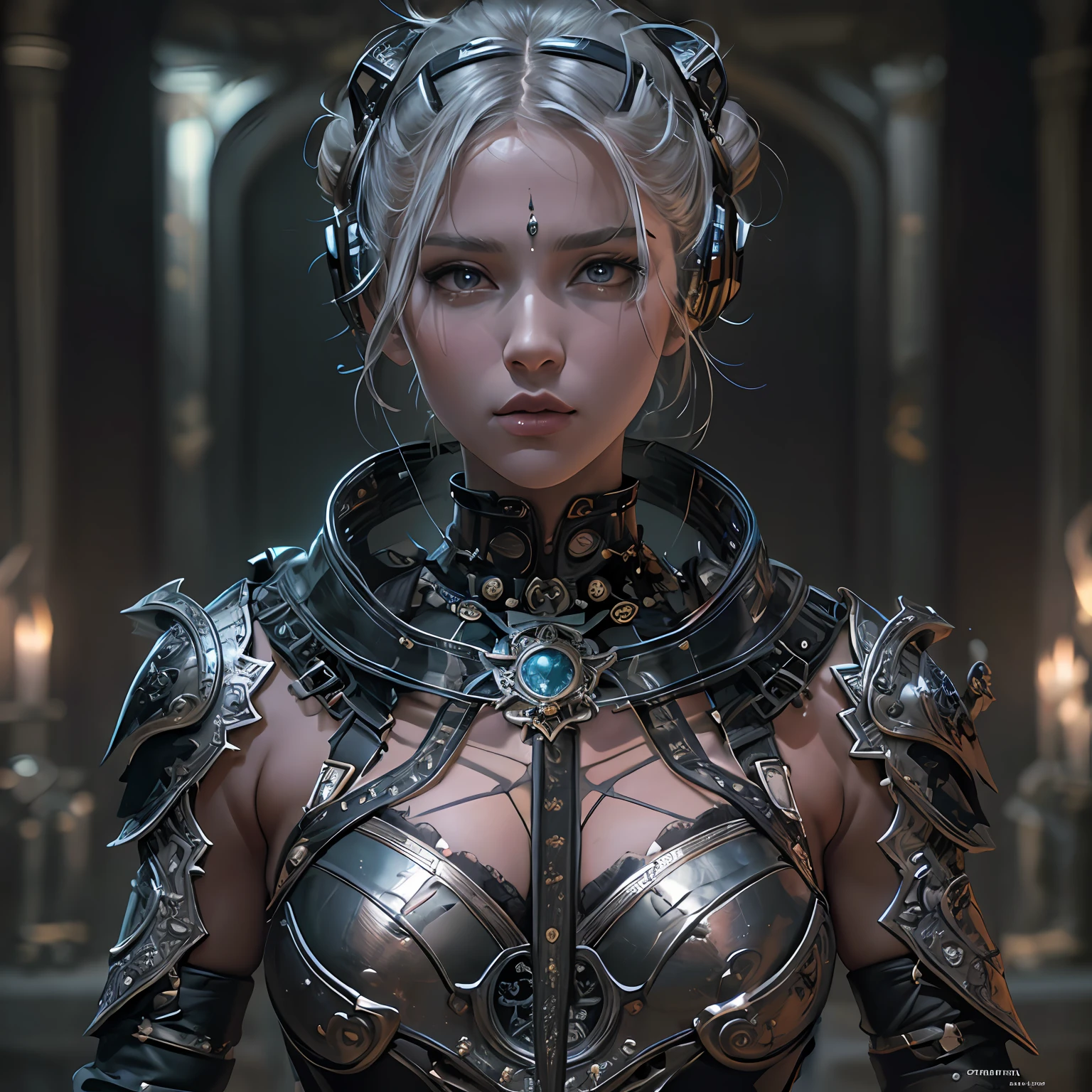 8k masterpiece, wallpaper, full height body potrait of a photorealistic beautiful short silver hairstyle with pigtails and buns seductress priest-knight, wearing beautiful detailed sci-fi headphones ,beautiful, very detailed beautiful face, intricate tattoes, gwith a long two-handed sword, holding a sword in two hands, model hair, in a beautiful very detailed magic room with flying bright glowing trails of energy, choker style colar, detailed face, full body,in very detailed beautiful sexy black dark intricate latex dress armor, sexy full body, beautiful eyes, lo-fi, future, Perfectly Centred, Hyper Realistic Cover Photo, High Definition, Cinematic, Smooth, Ultra High Definition, Ultra Sharp Focus, Intricate Artwork, Masterpiece, Epic, Stunning Realistic Photograph, Intricately Detailed, Cinematic, small top, ((1 sword)), 1 sword, megapixel cinematic lighting, anti-aliasing, fkaa, txaa, rtx, ssao, post processing, post-production, tone mapping, cgi, vfx, sfx, full color, volumetric lighting, hdr, realistic, 8k --v 4 --q 2 --stylize 1000 --q 2 0000 --q 2 0000 --s 2