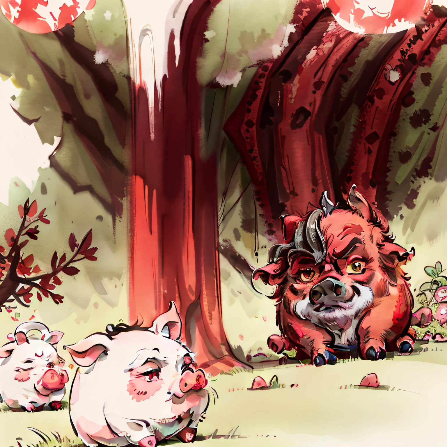 The best picture quality,Works of masters,half-orc,Pig,red colour。