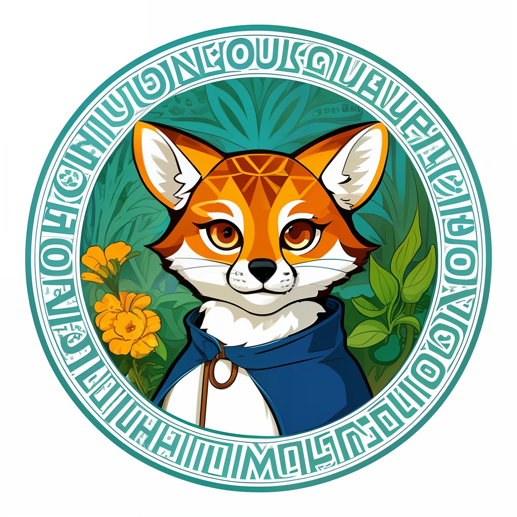 top quality, best quality, logo mark, stamp, Geometric pattern, vector-art, High-quality illustrations by Alfons Mucha, masterpiece(kemono, furry anthro)flower, pixel art,