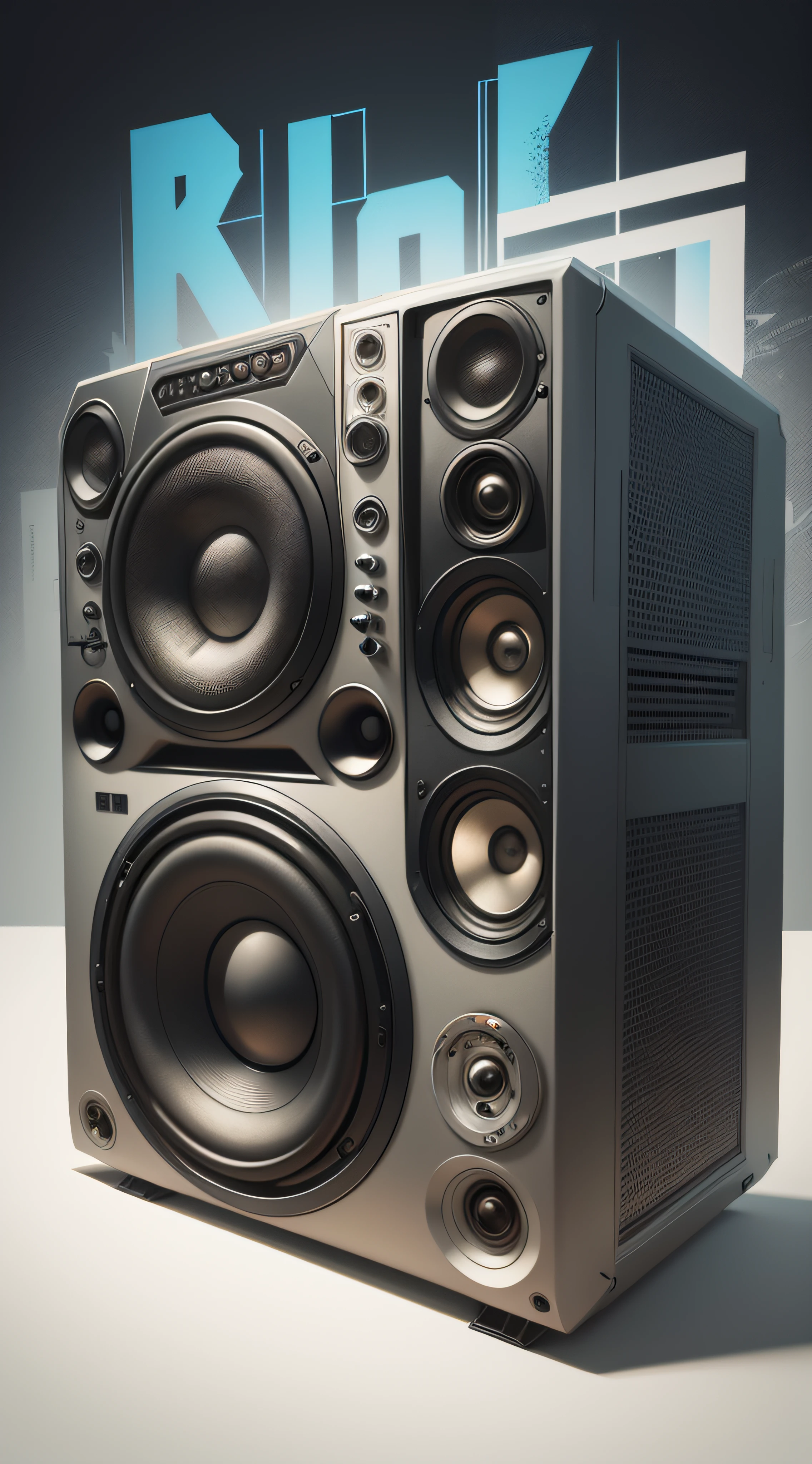 a close-up of a Boombox with a bunch of speakers, Big Ghetto Blaster, Boombox, Ghetto Blaster, Illustration vectorielle, Hip hop album cover, Illustration HD, Artwork, Hip - hop album cover, highly detailed hyper real retro, Retro artwork, Art vectoriel, Hip hop album cover, Vector Behance HD Jesper Ejsing, illustration de la couverture --auto
