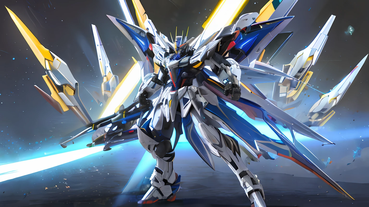 a robot, best quality,highly detailed, ultra-detailed, masterpiece, 8k wallpaper,white theme, blue eyes, bad anatomy, absurdres, highres, super fine illustration, absurdres,(solo:1), game cg, lord,at night, (blacklight:1), (detailed beautiful face and eyes:1.0), command spell,mecha musume,mask,mechanical parts, robot joints, full armor,(full body:1.5),glowing eyes,mecha