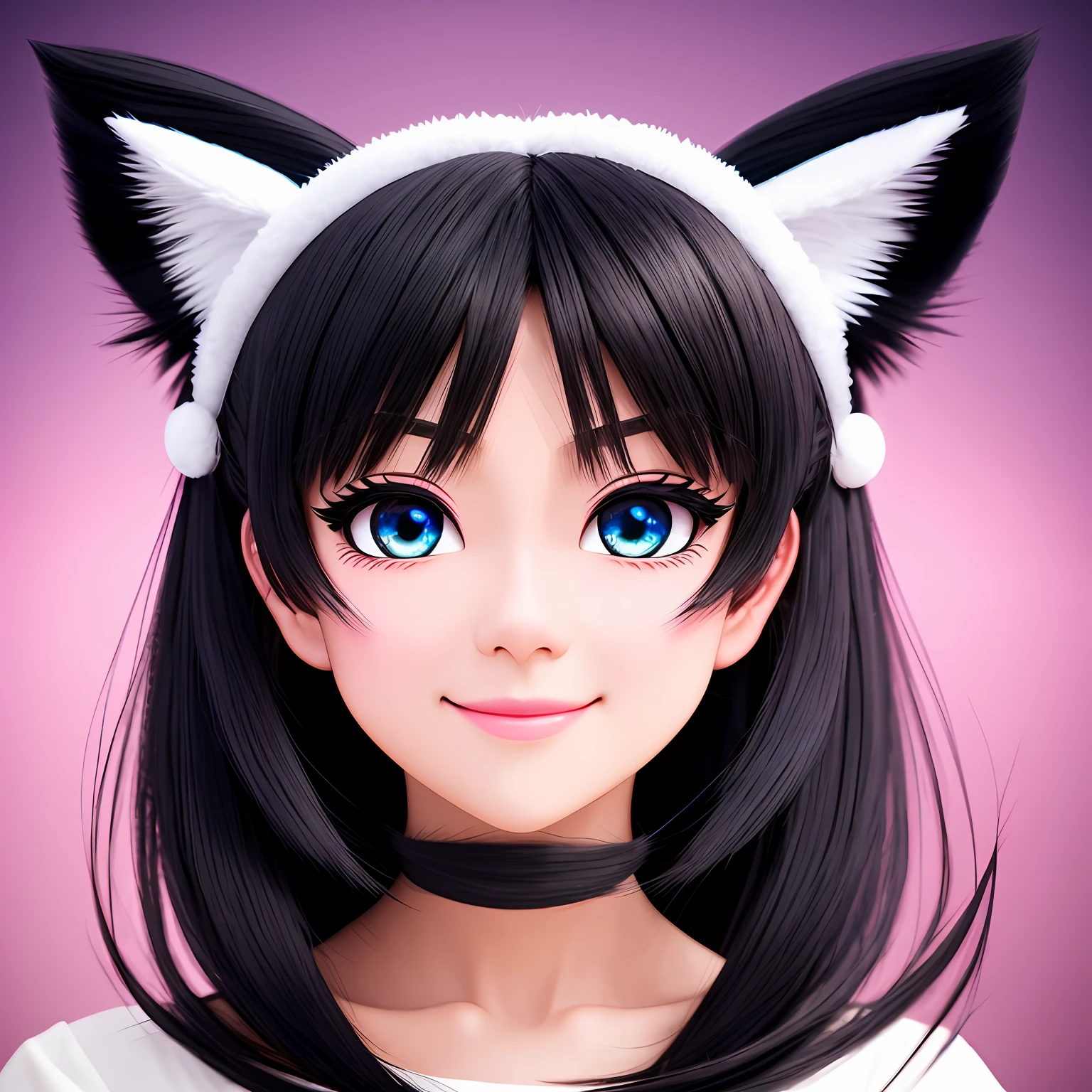 black hair, hair bobbles, wince, longeyelashes, solid circle eyes, fake animal ears, light smile, ear blush, fang, Surrealism, drop shadow, anaglyph, stereogram, tachi-e, pov, atmospheric perspective, 8k, super detail, ccurate, best quality --auto