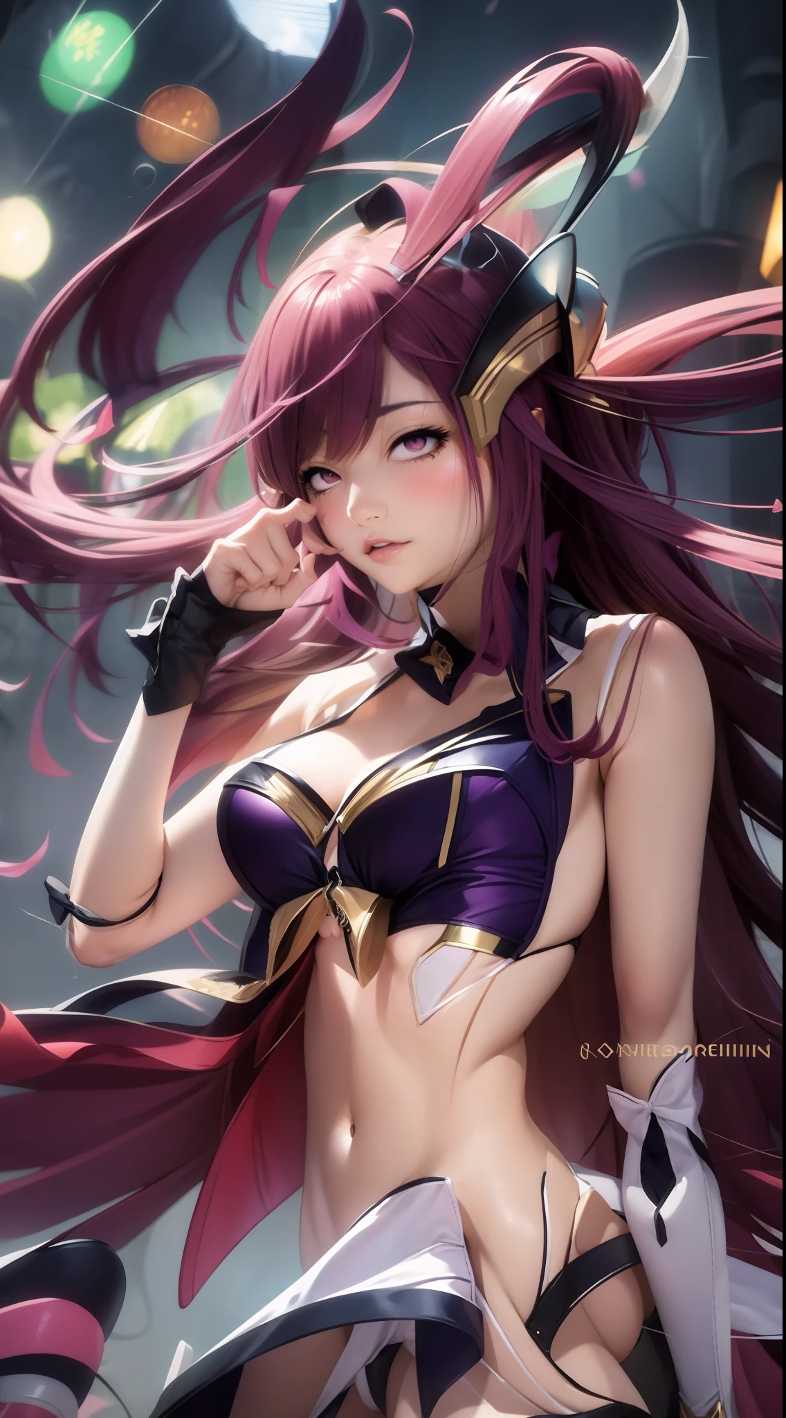 anime girl with long hair and headphones in a purple bikini,light purplr hair, extremely detailed artgerm, ig model | artgerm, ! dream artgerm, seraphine ahri kda, style artgerm, artgerm style, trending artgerm, like artgerm, style of artgerm, trending on cgstation, portrait knights of zodiac girl