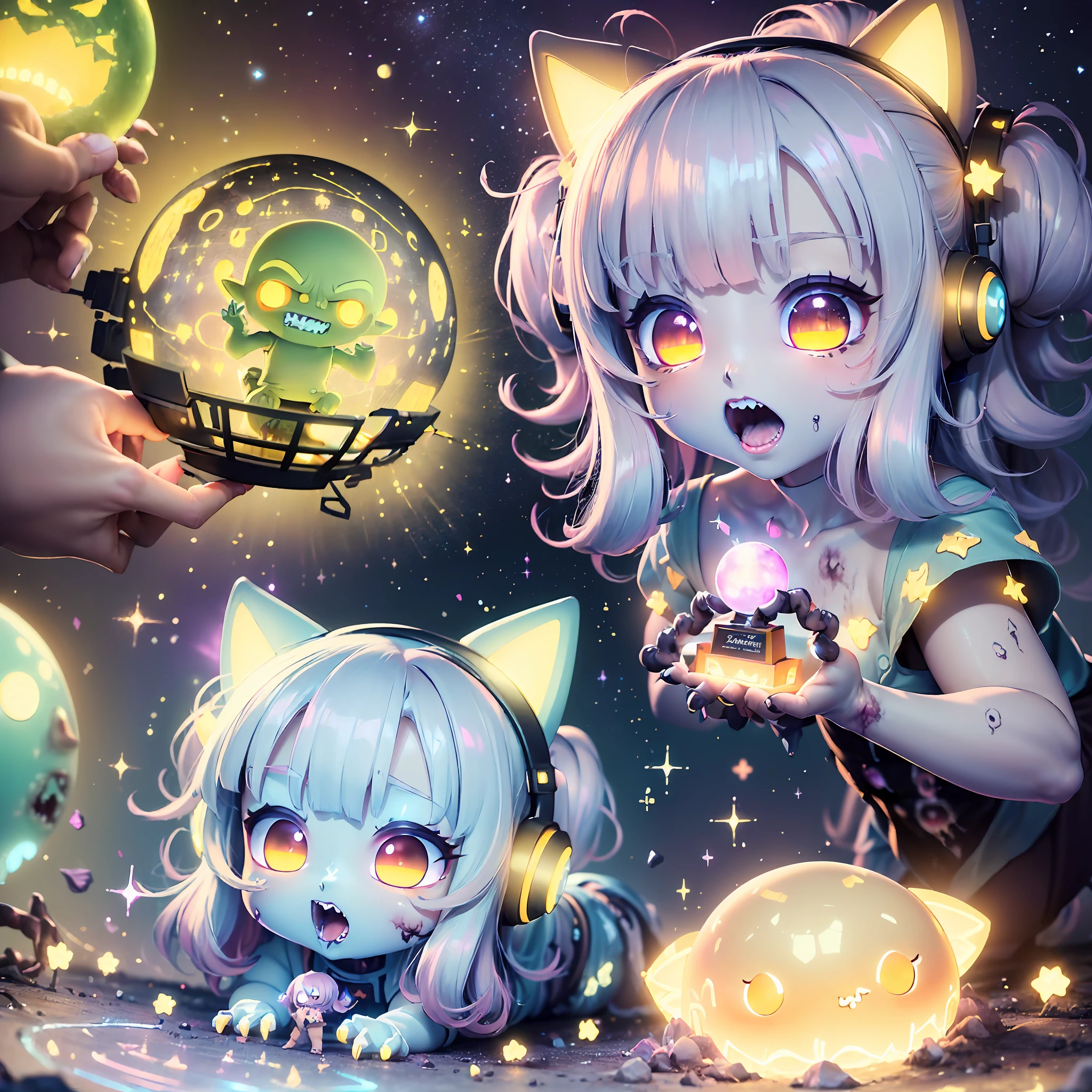 (award winning 8k official art:1.3) of (mad (giant zombie chibi gtsplanet), open mouth, monstrous, breaking:1.3), angry, kawaiitech, kawaii, cute colors, ferocious, good fingers, night, extremely detailed background, sweet, front, epic, (masterpiece:1.4), (best quality:1.4), Amazing, beautiful, finely detailed, (Depth of field:1.4), extremely detailed 8k, stunning, (light reflections:0.5), (crisp:1.5), red twin tails, vibrant, (edge detection:1.2), absurdres, impressive, 120mm, clear, powerful