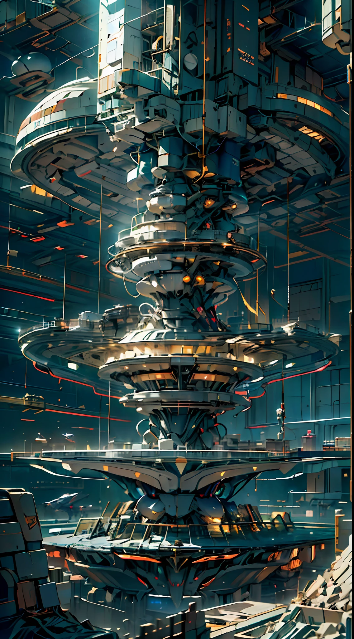 A captivating depiction of a space station floating in the vast expanse of the universe, (stunning cosmic backdrop), (detailed spacecraft design), (realistic rendering), (impressive scale and proportions), (futuristic architecture), (attention to scientific accuracy), (intricate mechanical details), (immersive lighting effects), (awe-inspiring sense of vastness), trending on ArtStation, (trending on CGSociety), (showcasing the wonders of space exploration), (evokes a sense of technological advancement), (highly detailed space environment), (impressive attention to texture and materials), (depiction of astronauts or extraterrestrial life), (conveys a sense of tranquility and awe), (capturing the beauty and mysteries of the cosmos), (skillful portrayal of depth and perspective),vortex, (huge fortress:1.5）