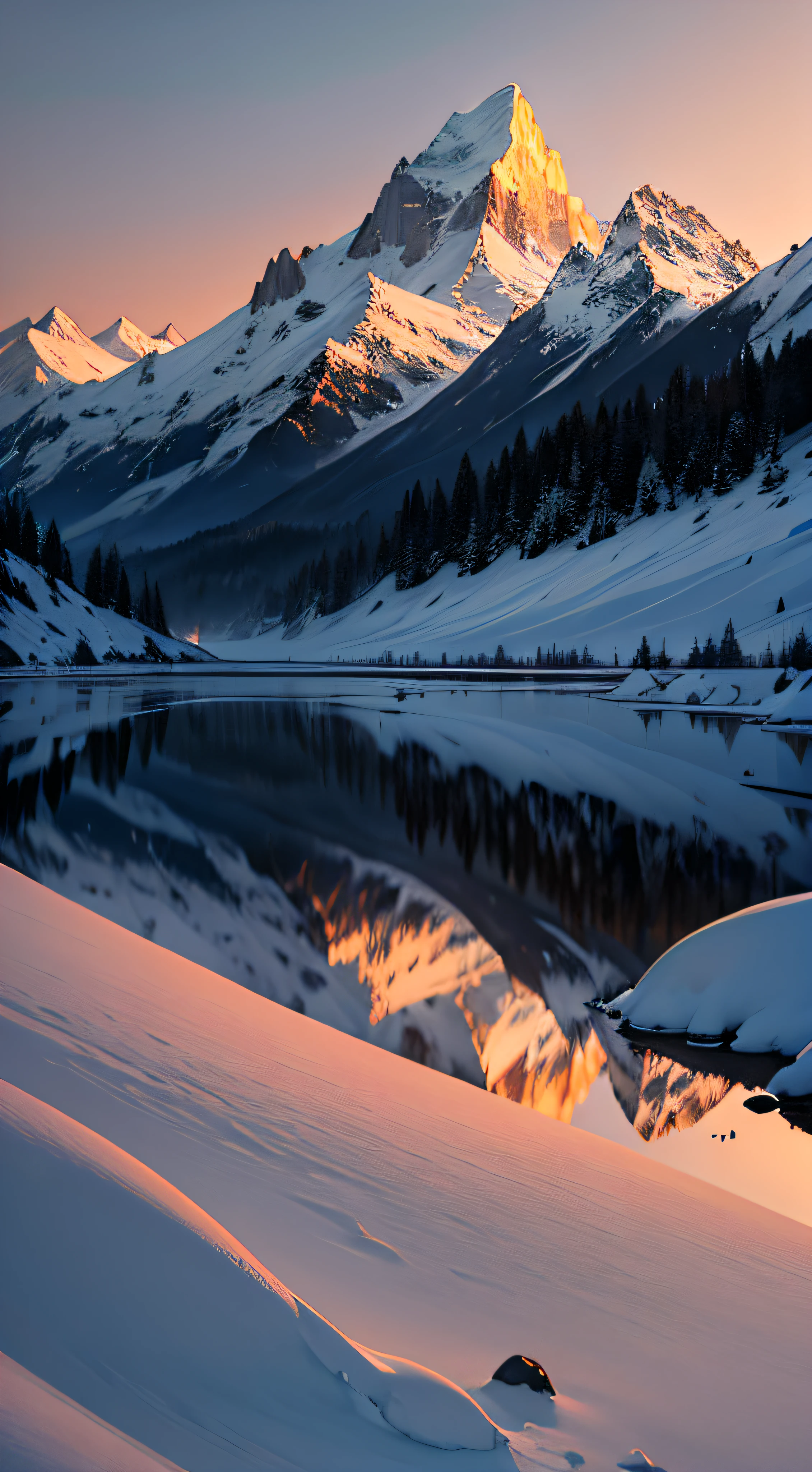 1 No character,snow mountains,sunraise,gargantuan,Spectacular,heal,best qualtiy,beautifuldetails,Perfect light