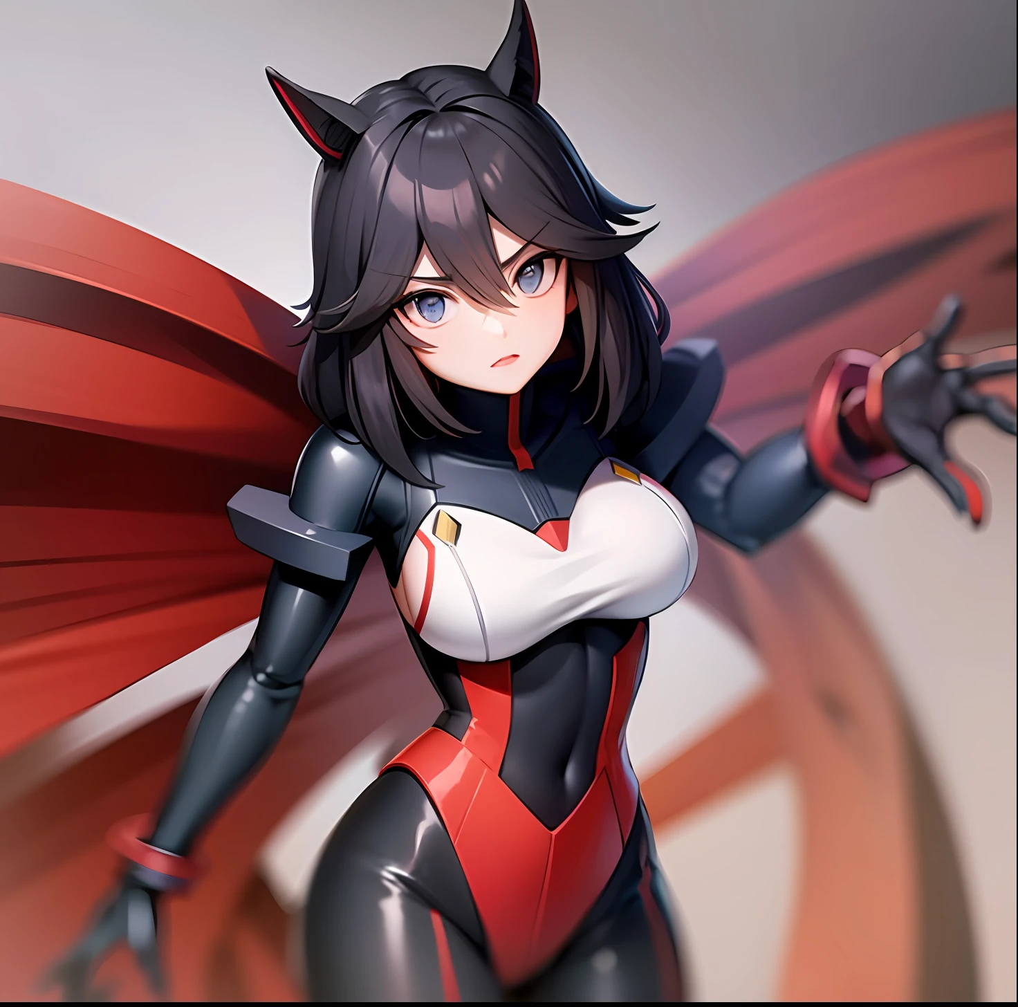 Mecha Two-dimensional girl red and black color scheme Tight