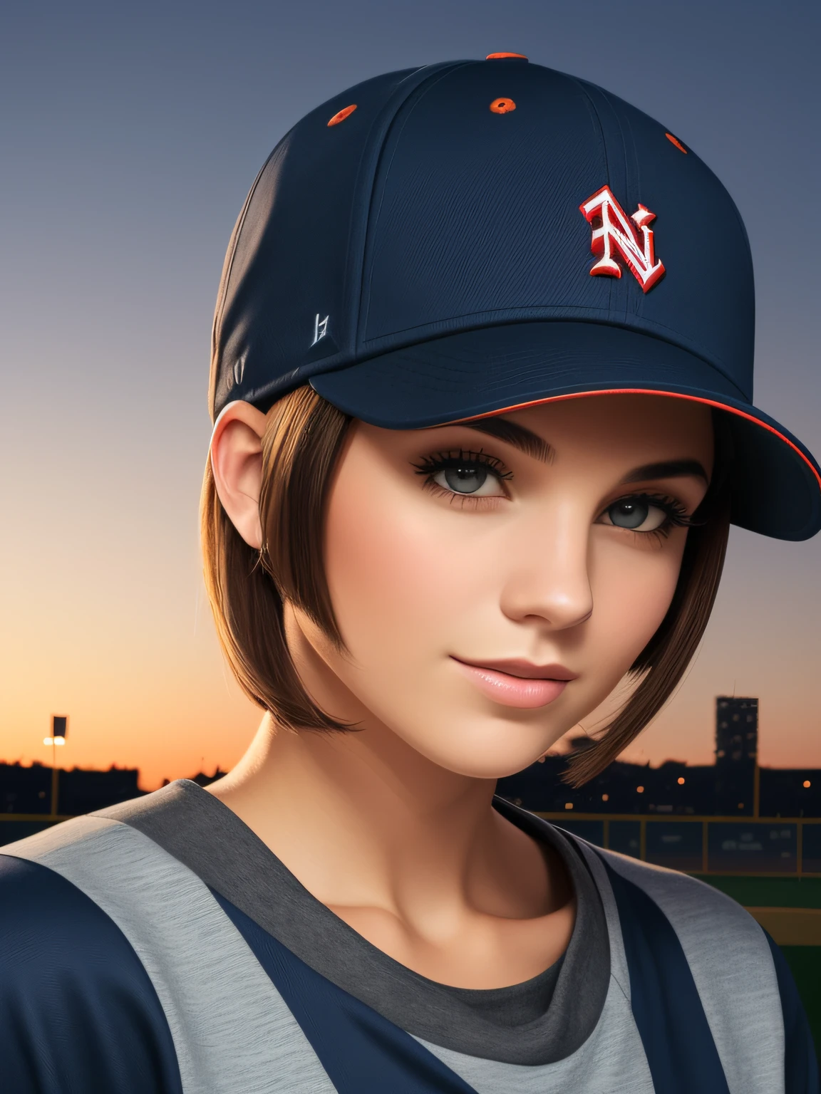 mtu,short detailed hair,Hats,mitts,baseball,Night scene, --auto