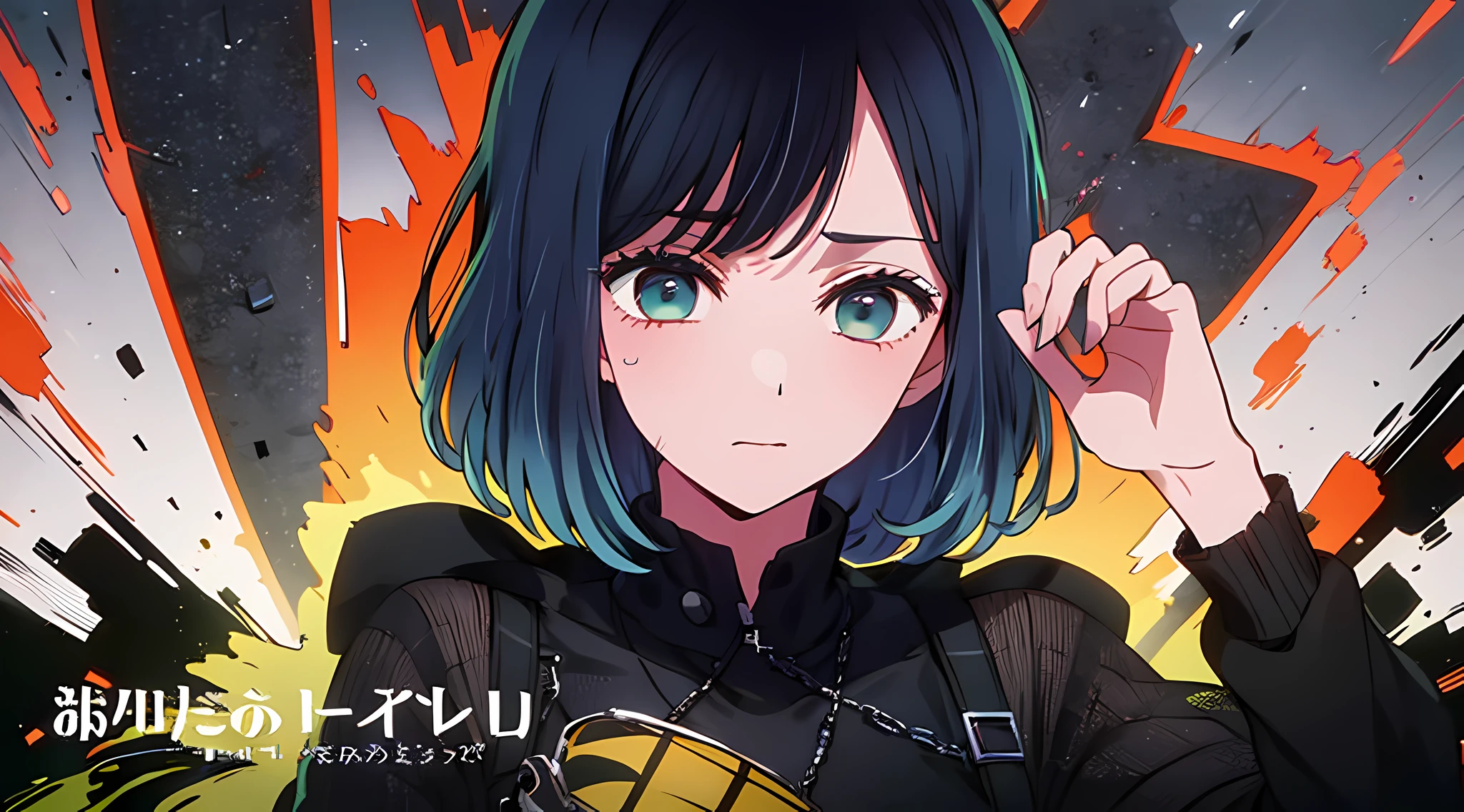 (((dramatic))), (((gritty))), (((intense)))) The movie poster features as the central character. She is shy in the center of the poster, wearing idol outfit, and a determined expression on her face. The background is dark and gritty, with a feeling of drunkenness. The text is bold and eye-catching, with catchy slogans that add to the overall drama and excitement. The color palette is dominated by dark colors, dotted with bright colors, giving the poster a dynamic and visual impact, tachi-e (magazine:1.3), (cover-style:1.3), fashionable, vibrant, outfit, posing, front, colorful, dynamic, background, element, confident, expressive, holding, statement, attachment, majestic, coiled, around, touch, scene, text, cover, bold, eye-catching, title, fashion, font, catchy, title, bigger, eye-catching, modern, trendy, focused, stylish, 1 girl
