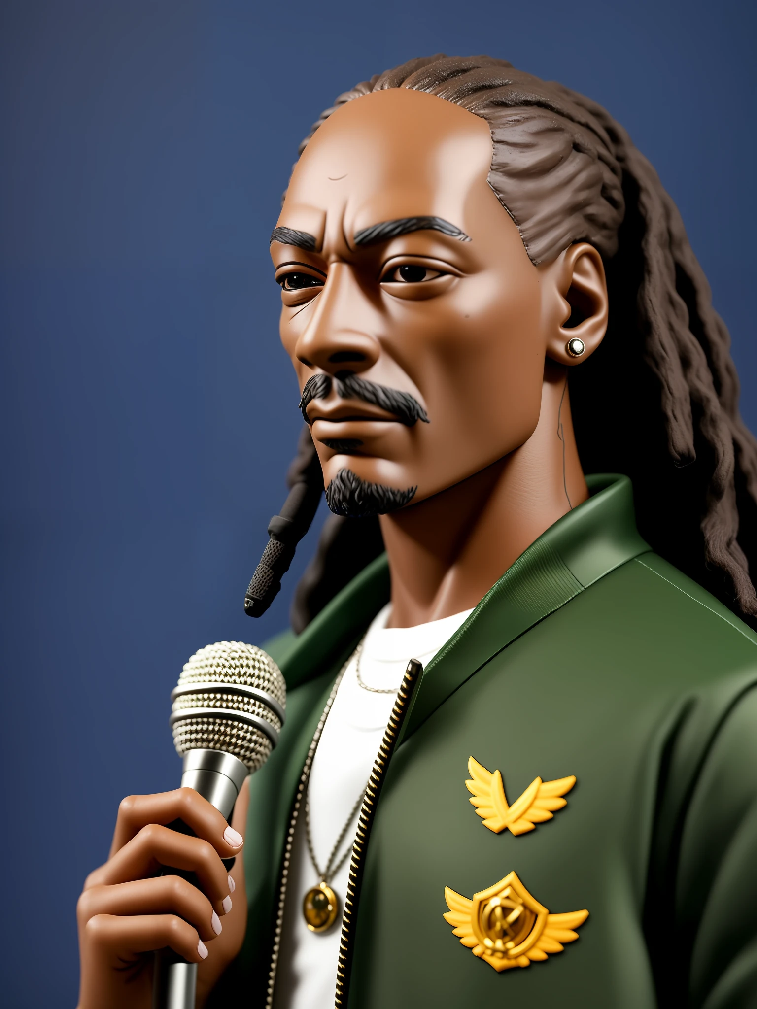 Snoop Dogg action figure with accessories such a microphone, hyper-realistic photography, taken with a professional camera, depth of field, 8k