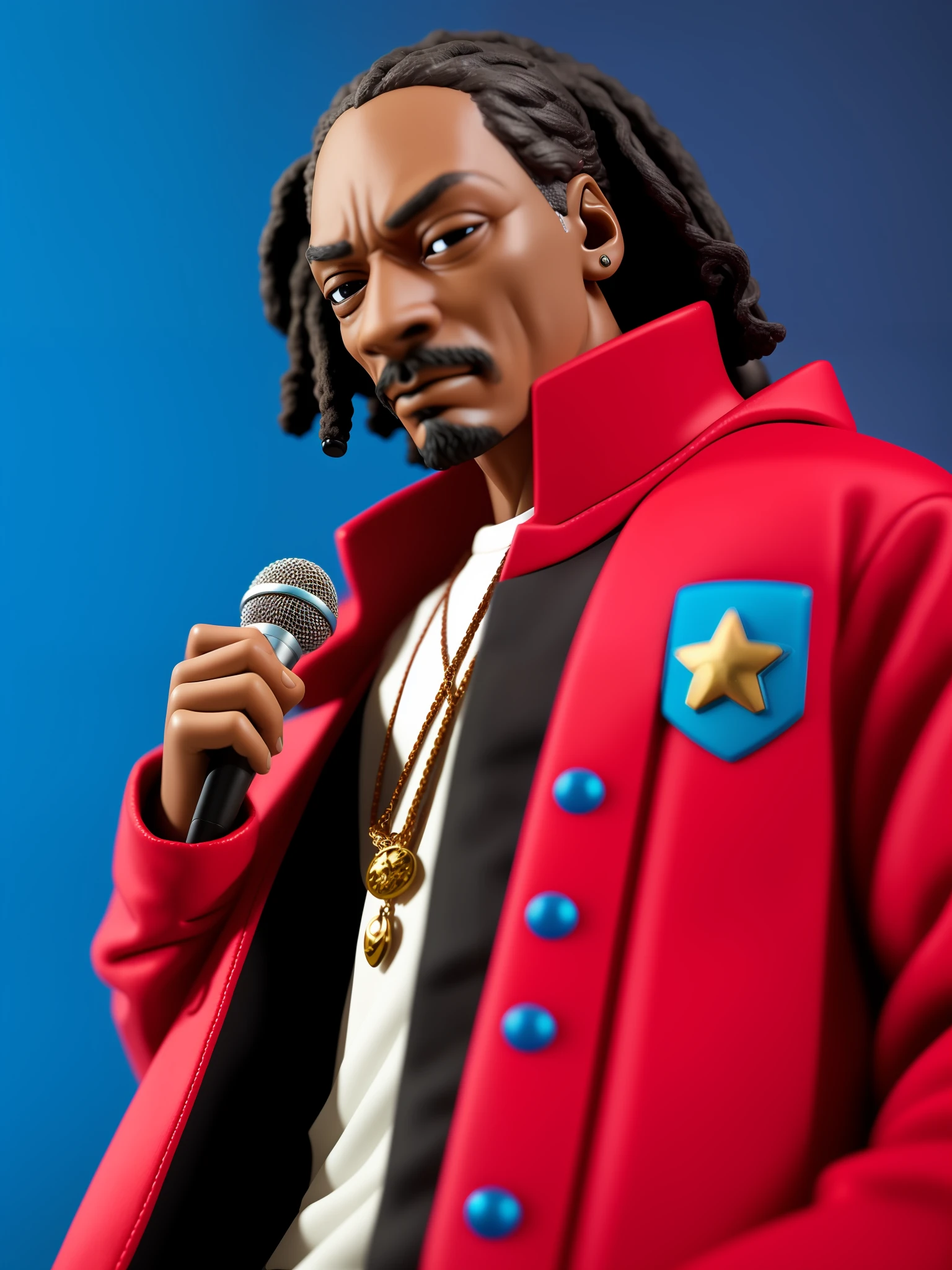 Snoop Dogg action figure with accessories such a microphone, hyper-realistic photography, taken with a professional camera, depth of field, 8k