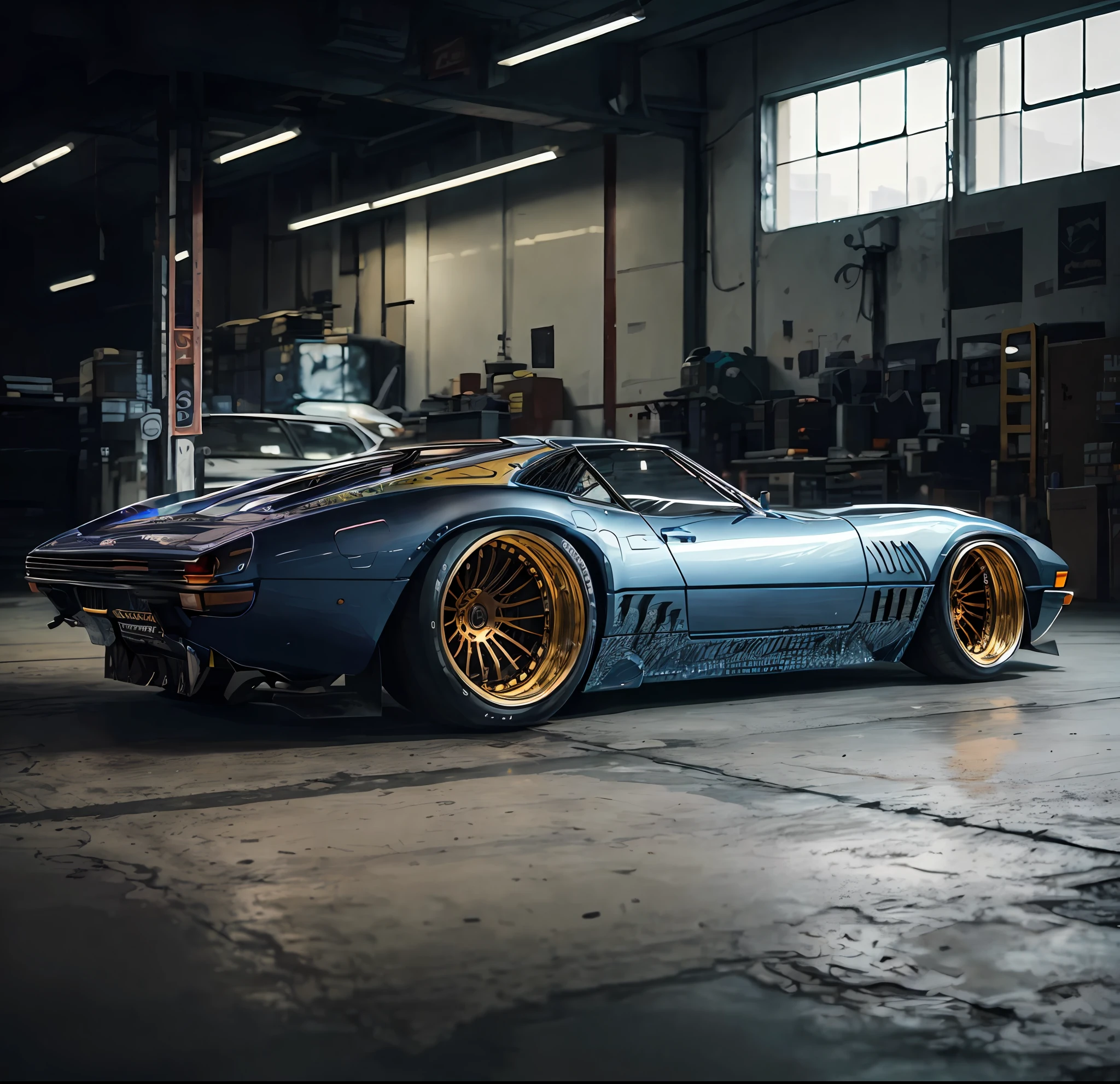 Reverse wave. City, 1969 Nissan S30, wide-body kit, road, purple neon, sun, close-up
(masterpiece, detailed, high resolution),
