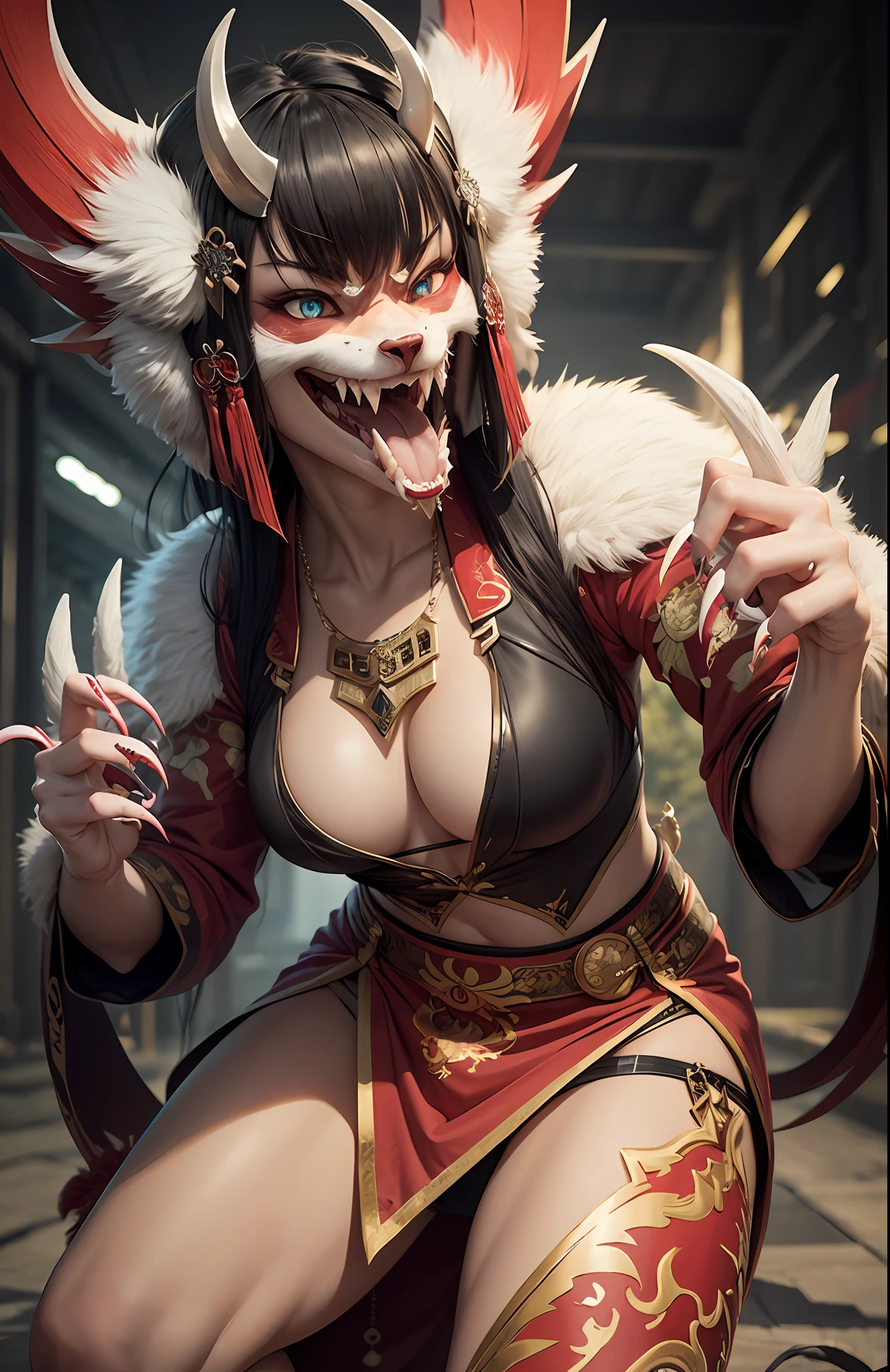 drak,New traditional style,National style,Teeth and claws,腾云驾雾, --auto