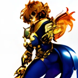 (​masterpiece), (top-quality), (1girl in), Girl in golden armor, Cool pose, Battlefield Background, background on fire, Saint Seiya's Armor, hair messy、(thigh visible:1.5)、Emphasize the valley、(Perfect female shape、face perfect、Thick lip、shiny lip、cparted lips、Expressive eyes、eye liner)