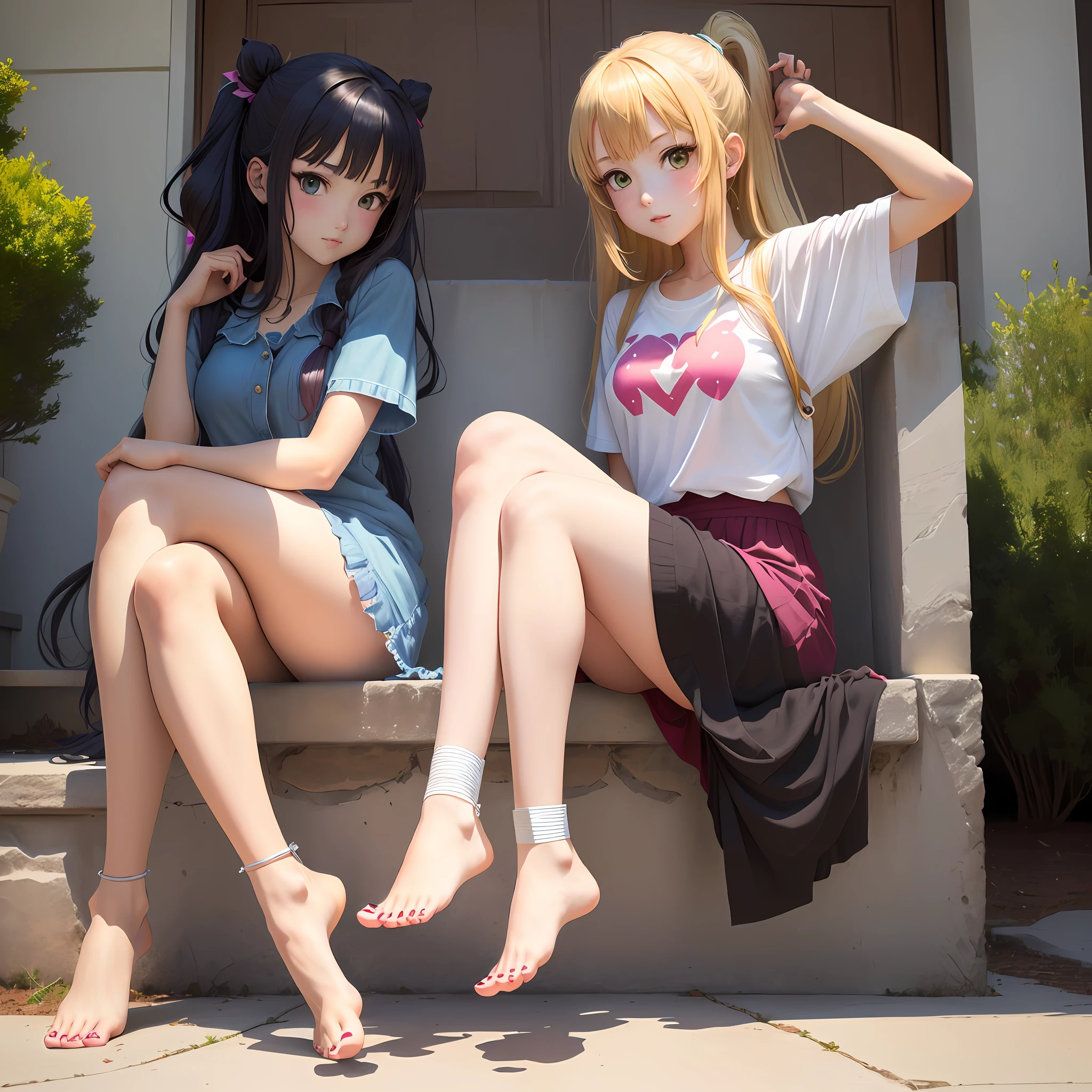 Anime girls,Feet in a cast,Normal proportions