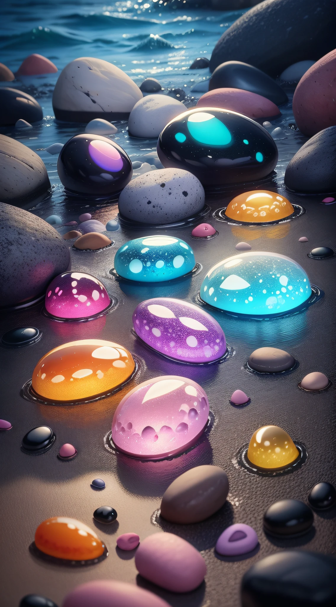 Lots of pebbles of different sizes，Extremely colorful，And crystal clear，Fill the whole picture --auto