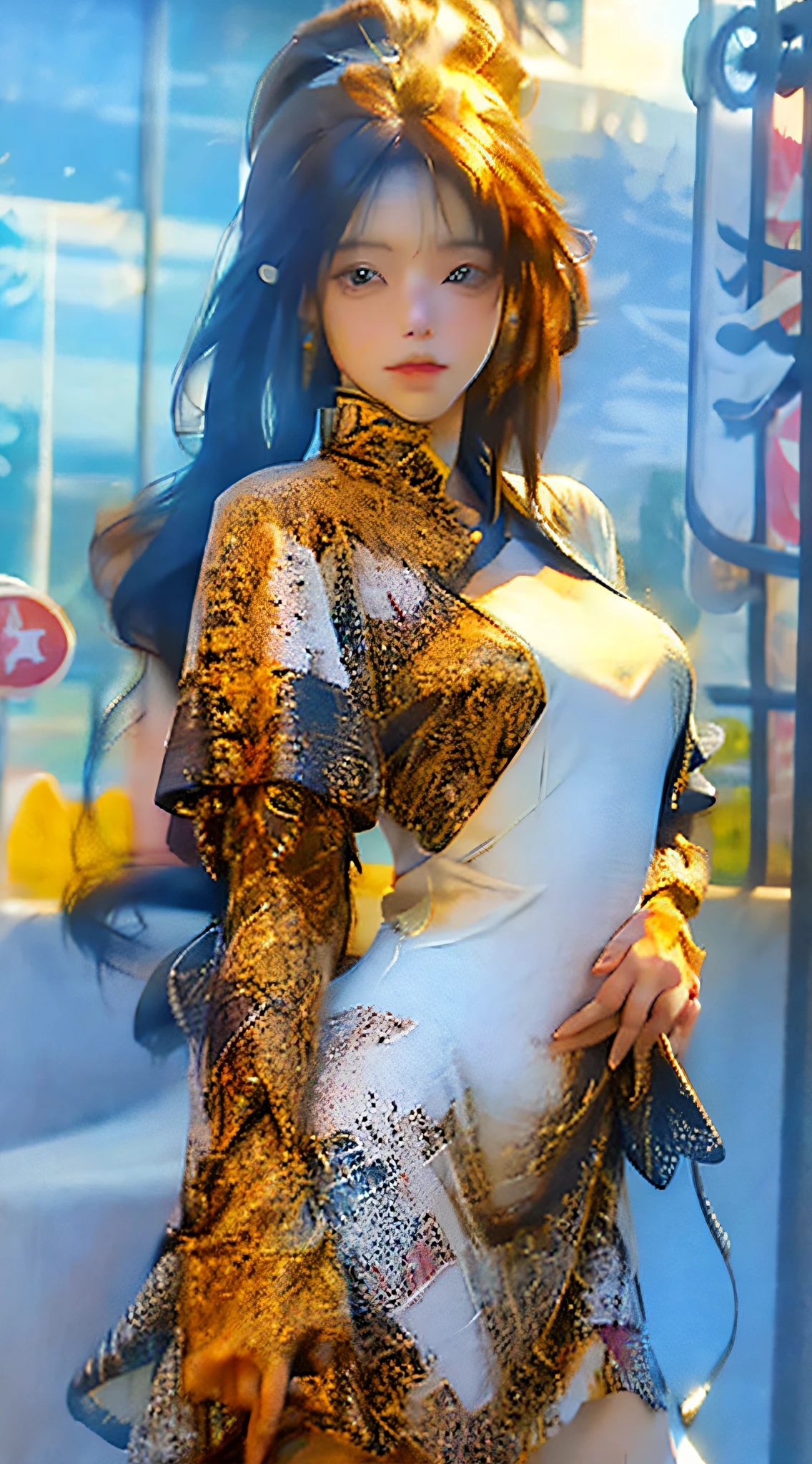 ((best qualtiy)), ((tmasterpiece)), (the detail:1.4), 3D, A beautiful cyberpunk female image,HDR(HighDynamicRange),Ray traching,NVIDIA RTX,Super-Resolution,Unreal 5,Subsurface scattering、PBR Texture、post-proces、Anisotropy Filtering、depth of fields、maximum definition and sharpness、Many-Layer Textures、Albedo e mapas Speculares、Surface Coloring、Accurate simulation of light-material interactions、perfectly proportions、Octane Render、Two-colored light、largeaperture、Low ISO、White balance、the rule of thirds、8K RAW、Surrealist portraits of women by David Hockney and Alphonse Mucha,Fantasyart,photographrealistic,动态照明,artstation,poster for,Volumetriclighting,Very detailed faces,4 k,Award-Awarded,,1girl,in the darkness nigth,deep shading,low tune,Cowboy photos,(formal outfit:1.4),long whitr hair,white color hair