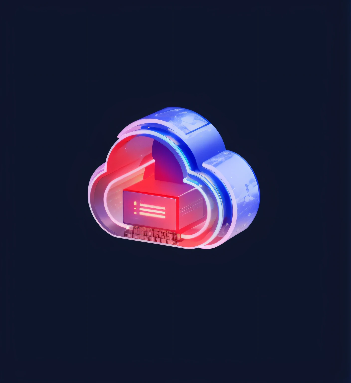 There is a cloud,There is a computer on it, cloud storage, cloud server, cloudpunk, Cloud, in style of photogrammetry cloud, prerendered isometric graphics, 3d grainy aesthetic illustration, 3 d render beeple, depicted as a 3 d render, Flat synth-wave art style, 3 d icon for mobile game